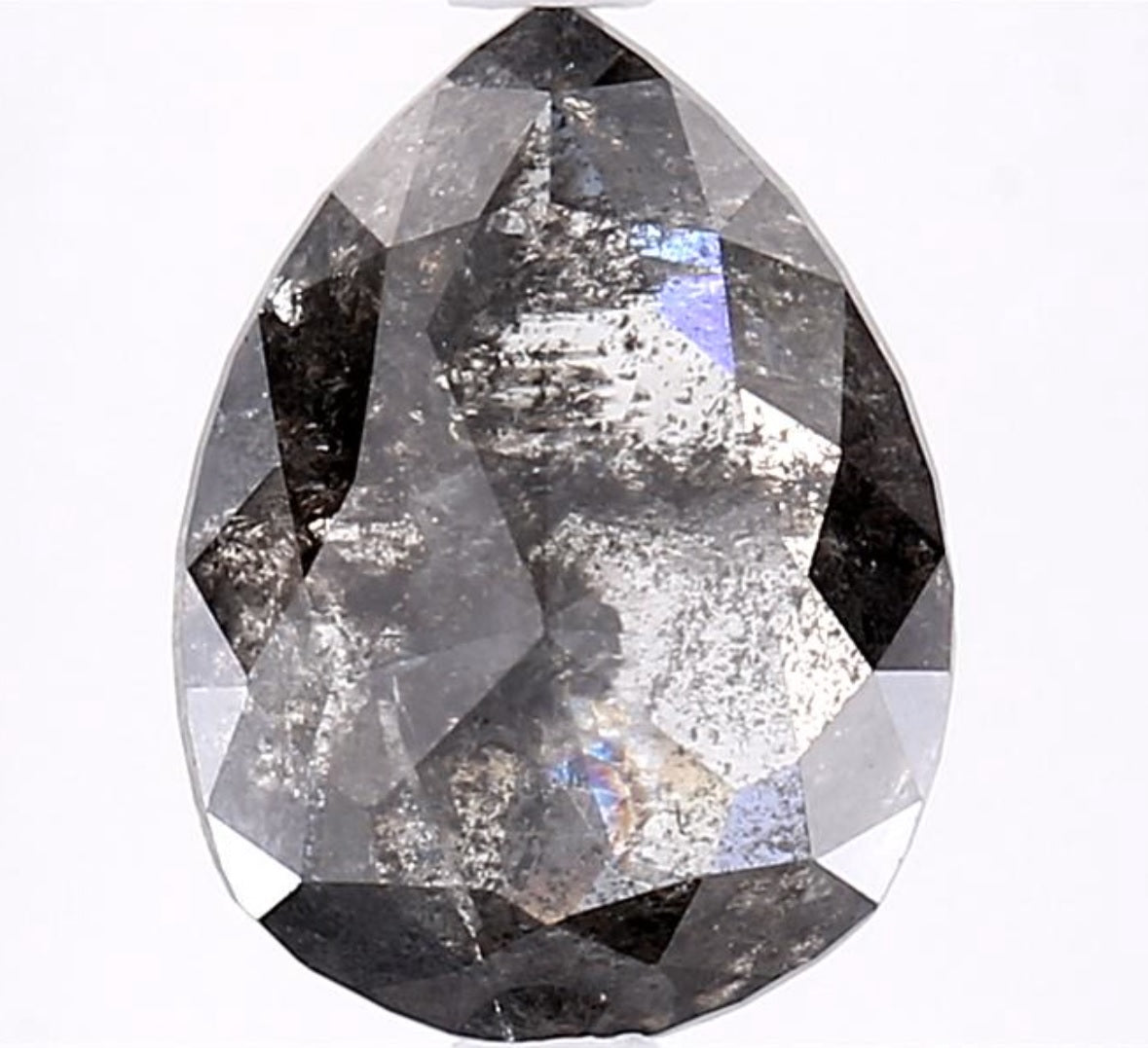 3.23 Carat Salt and Pepper Diamond, Natural Gray Color Pear Loose Diamond for Engagement Ring
