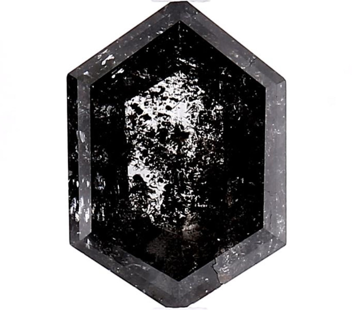3.33 Carat Salt and Pepper Diamond, Natural Gray Color Hexagon Loose Diamond for Engagement Ring
