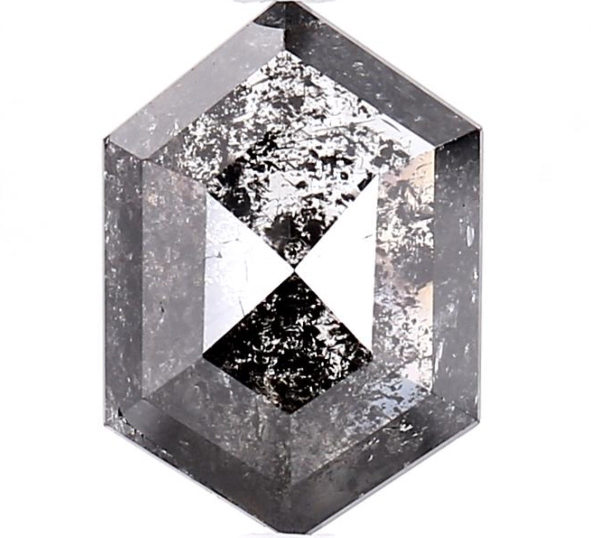 3.33 Carat Salt and Pepper Diamond, Natural Gray Color Hexagon Loose Diamond for Engagement Ring