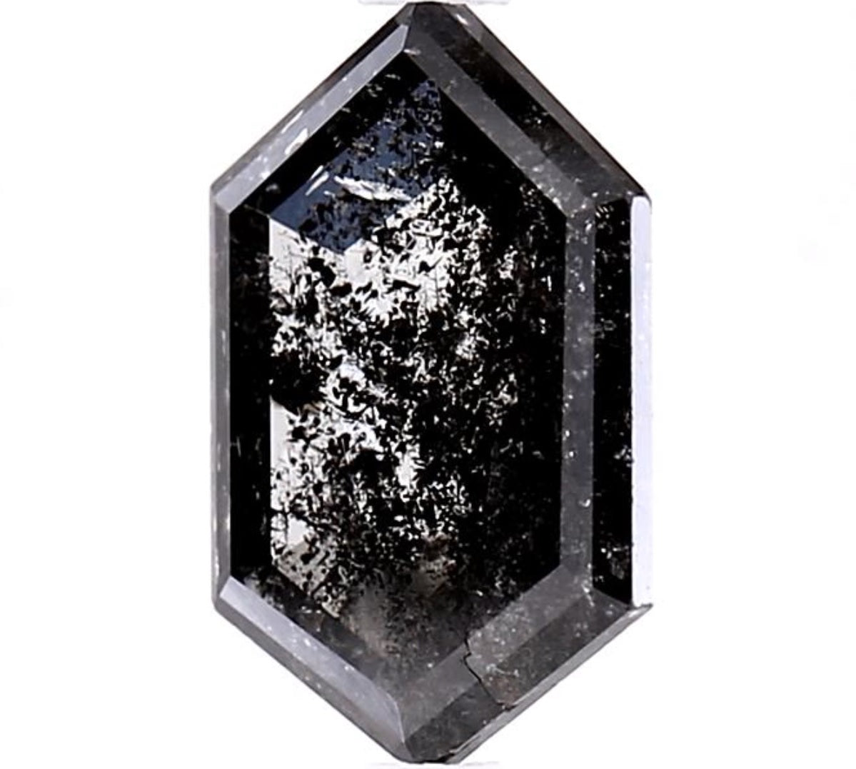 3.33 Carat Salt and Pepper Diamond, Natural Gray Color Hexagon Loose Diamond for Engagement Ring