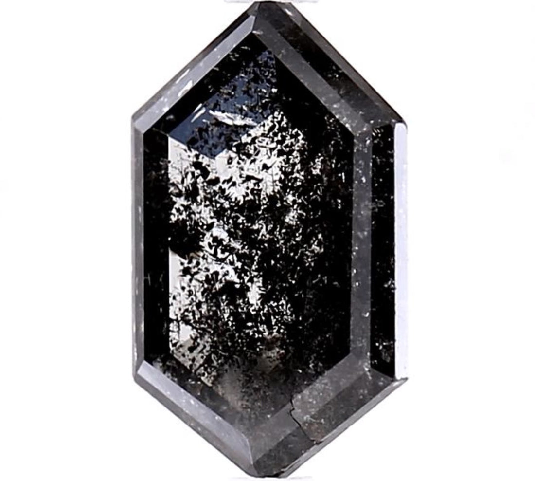 3.33 Carat Salt and Pepper Diamond, Natural Gray Color Hexagon Loose Diamond for Engagement Ring