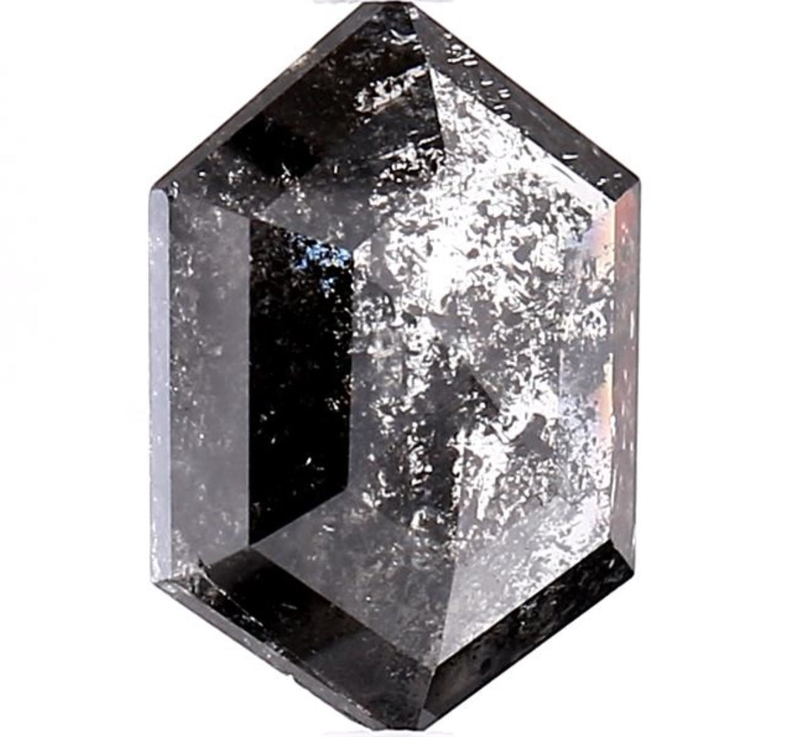 3.33 Carat Salt and Pepper Diamond, Natural Gray Color Hexagon Loose Diamond for Engagement Ring