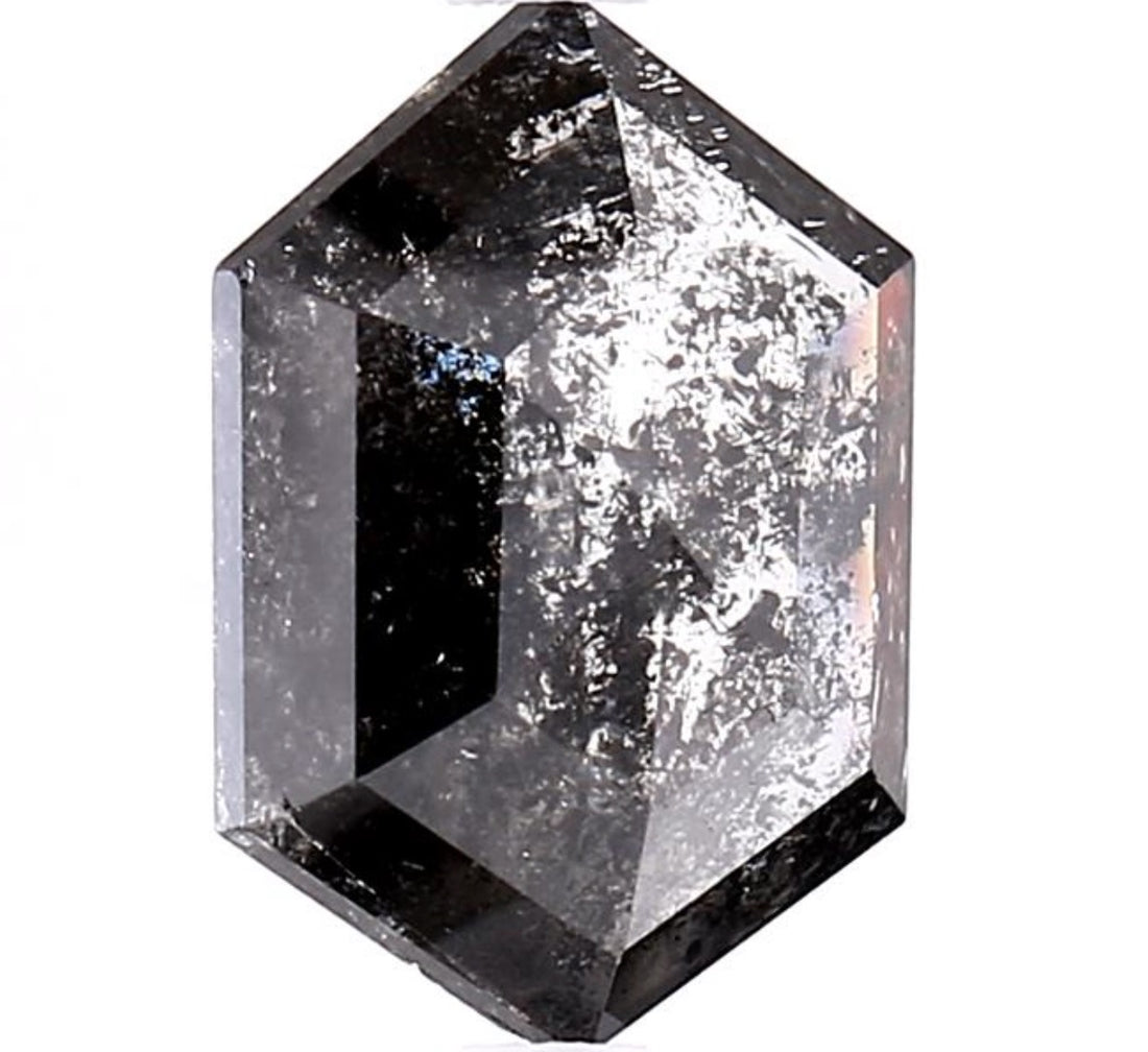 3.33 Carat Salt and Pepper Diamond, Natural Gray Color Hexagon Loose Diamond for Engagement Ring