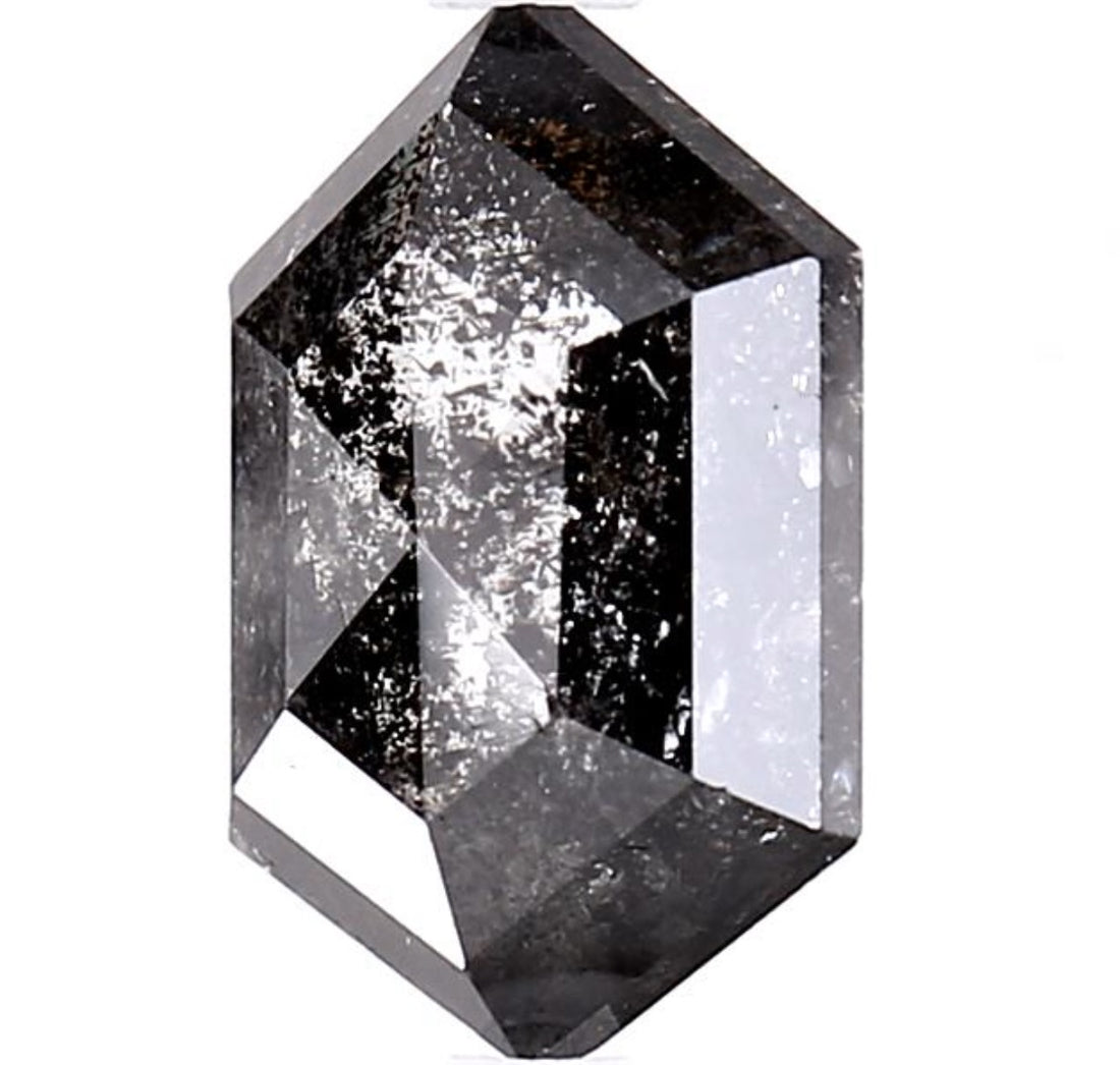3.33 Carat Salt and Pepper Diamond, Natural Gray Color Hexagon Loose Diamond for Engagement Ring