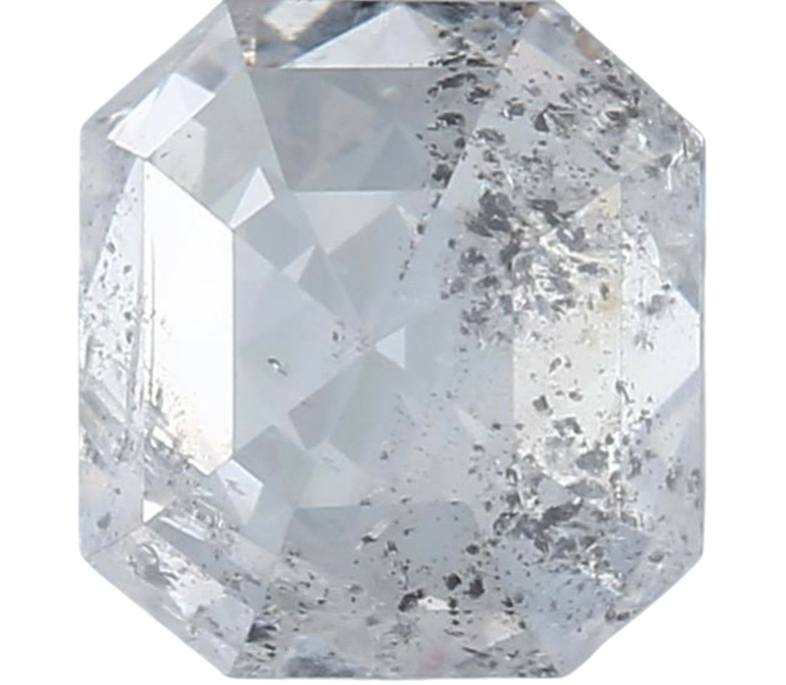 1.47 Carat Salt and Pepper Diamond, Natural Gray Color Emerald Loose Diamond for Engagement Ring