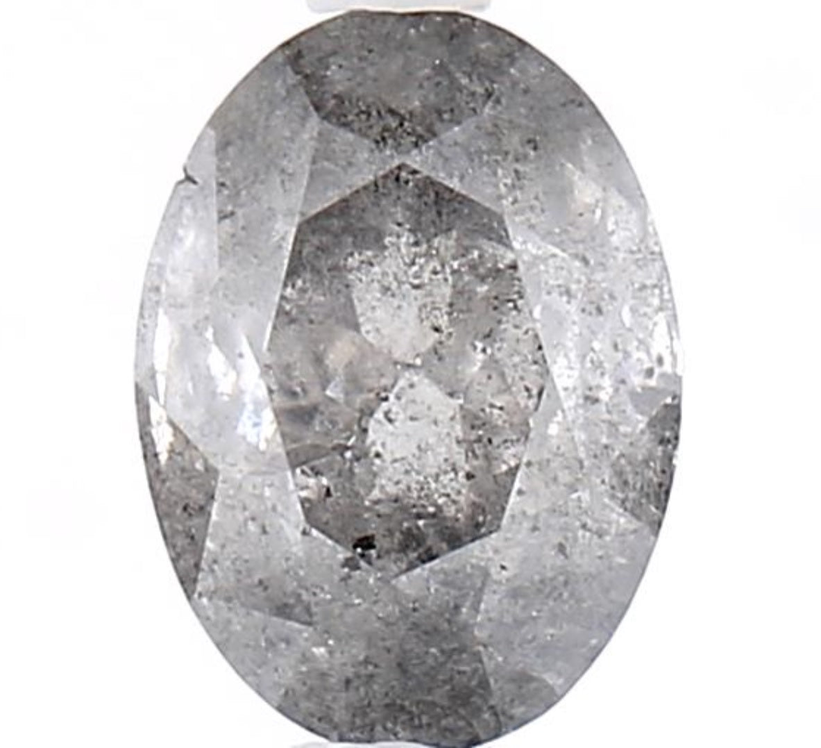 1.43 Carat Salt and Pepper Diamond, Natural Gray Color Oval Loose Diamond for Engagement Ring