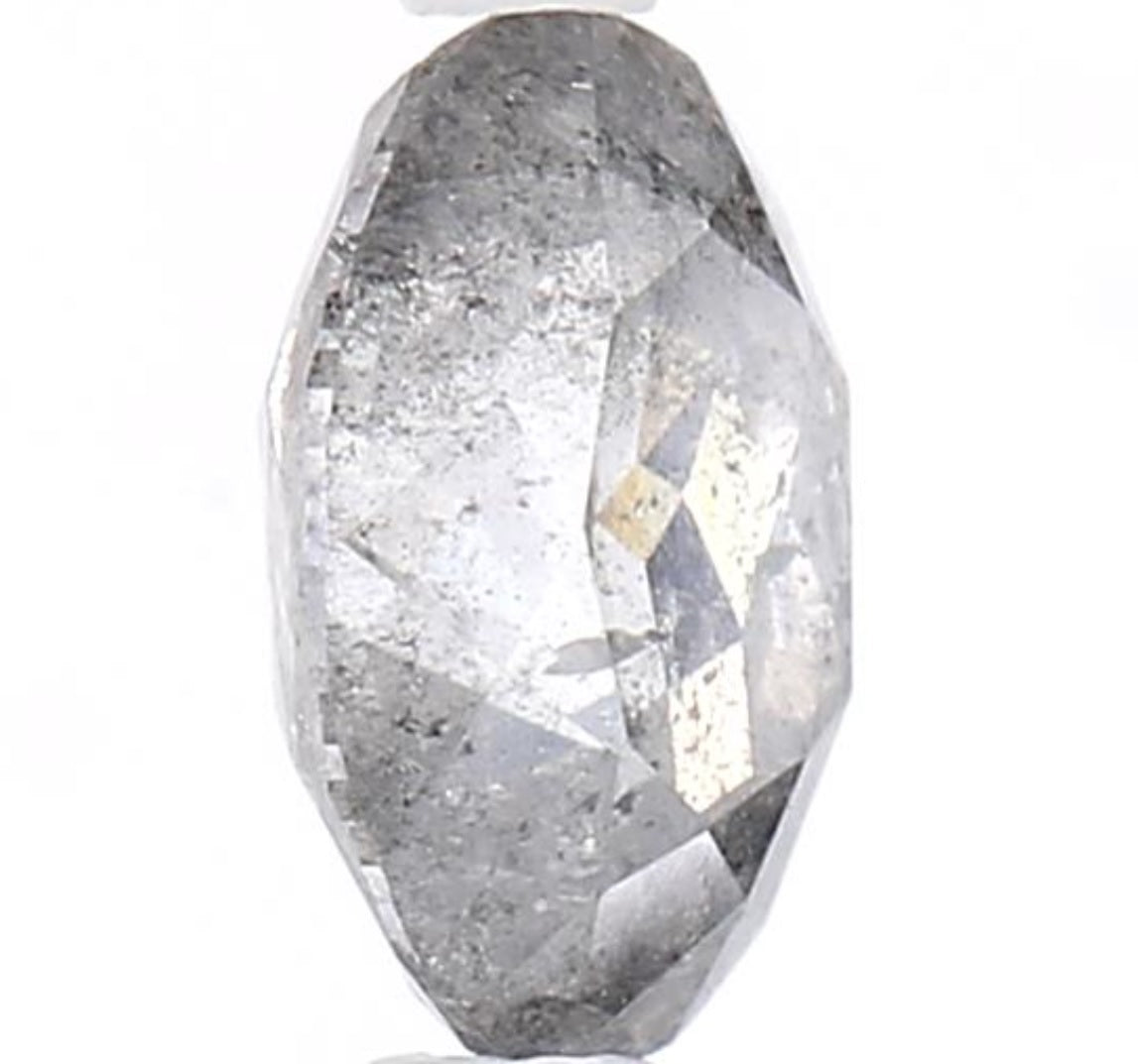 1.43 Carat Salt and Pepper Diamond, Natural Gray Color Oval Loose Diamond for Engagement Ring