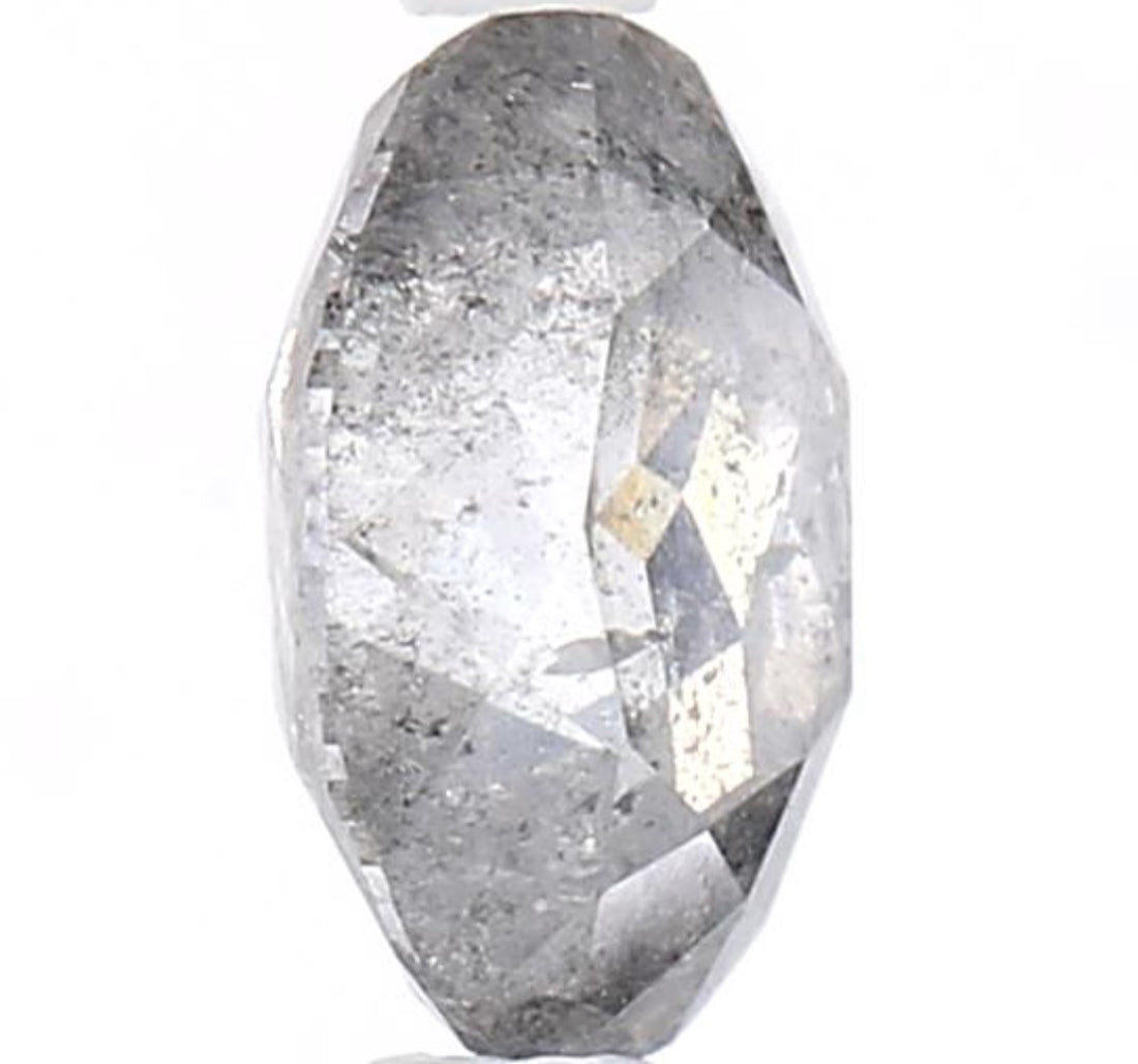 1.43 Carat Salt and Pepper Diamond, Natural Gray Color Oval Loose Diamond for Engagement Ring