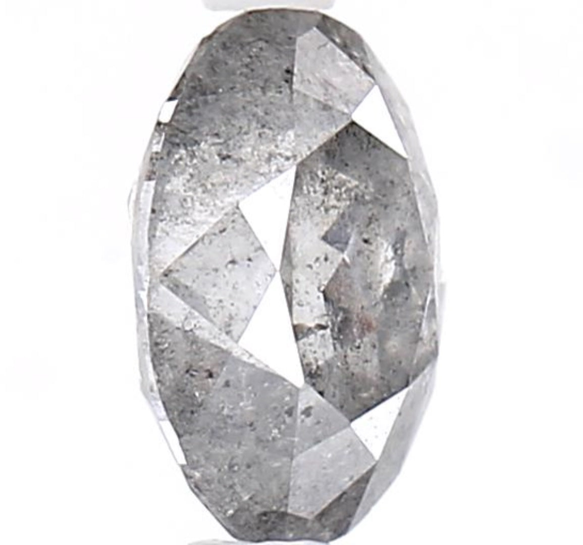 1.43 Carat Salt and Pepper Diamond, Natural Gray Color Oval Loose Diamond for Engagement Ring
