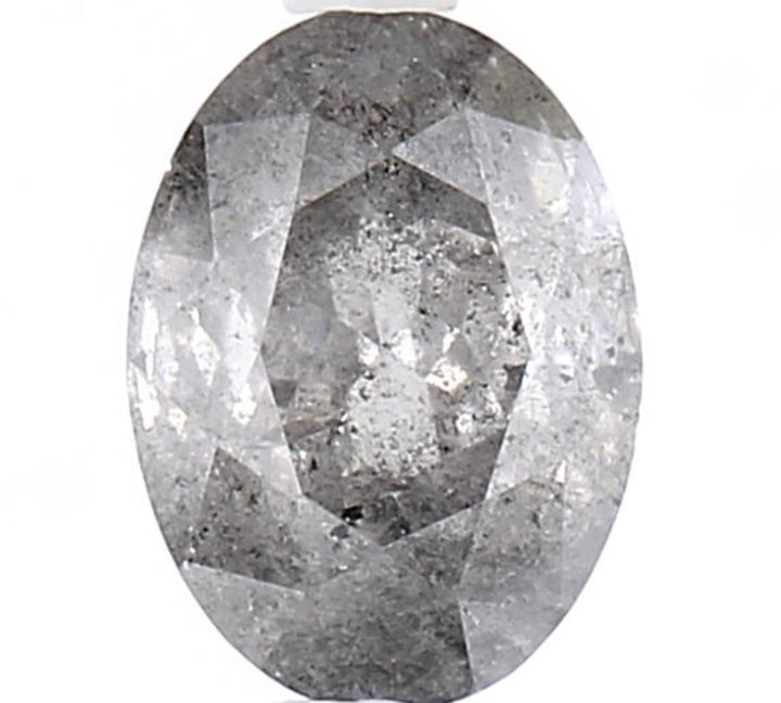 1.43 Carat Salt and Pepper Diamond, Natural Gray Color Oval Loose Diamond for Engagement Ring