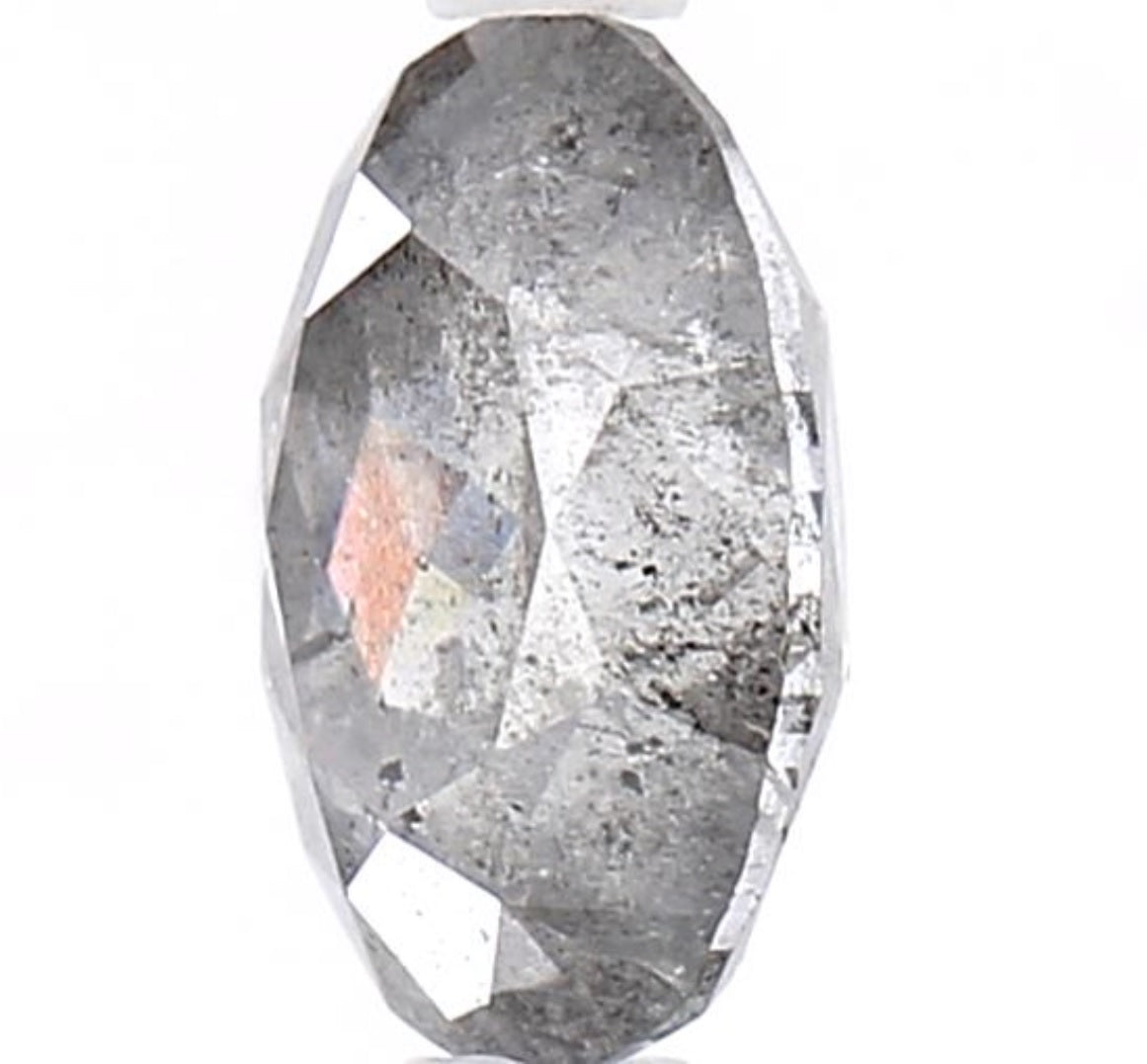 1.43 Carat Salt and Pepper Diamond, Natural Gray Color Oval Loose Diamond for Engagement Ring