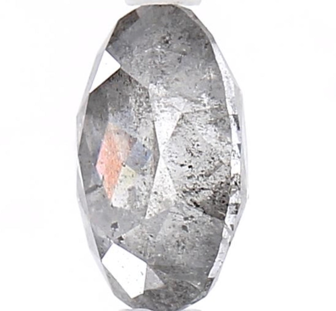 1.43 Carat Salt and Pepper Diamond, Natural Gray Color Oval Loose Diamond for Engagement Ring