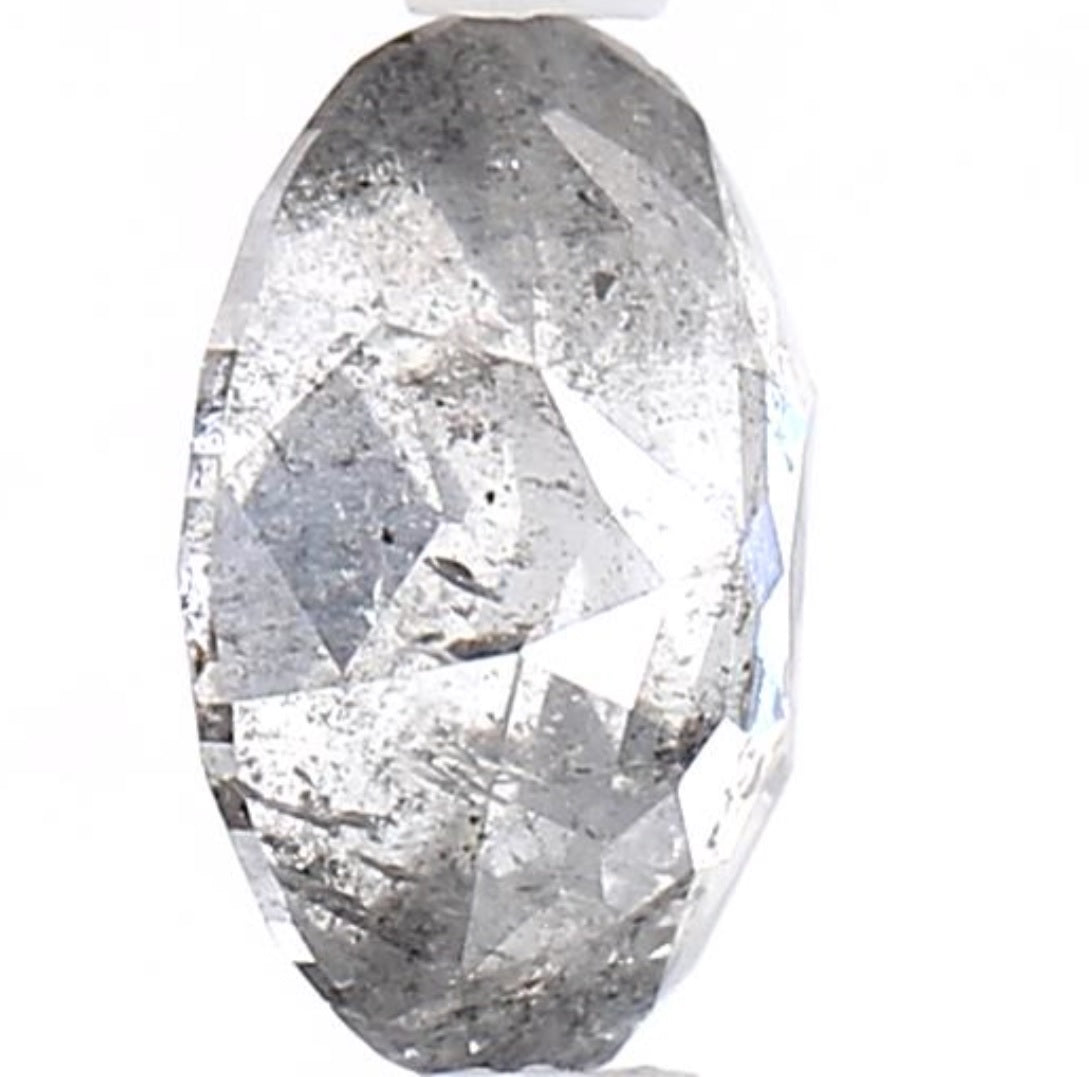 1.43 Carat Salt and Pepper Diamond, Natural Gray Color Oval Loose Diamond for Engagement Ring