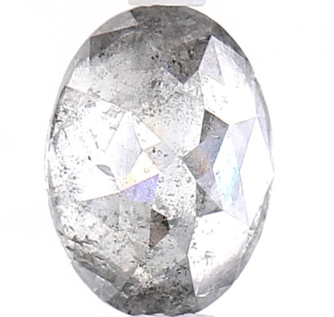 1.43 Carat Salt and Pepper Diamond, Natural Gray Color Oval Loose Diamond for Engagement Ring