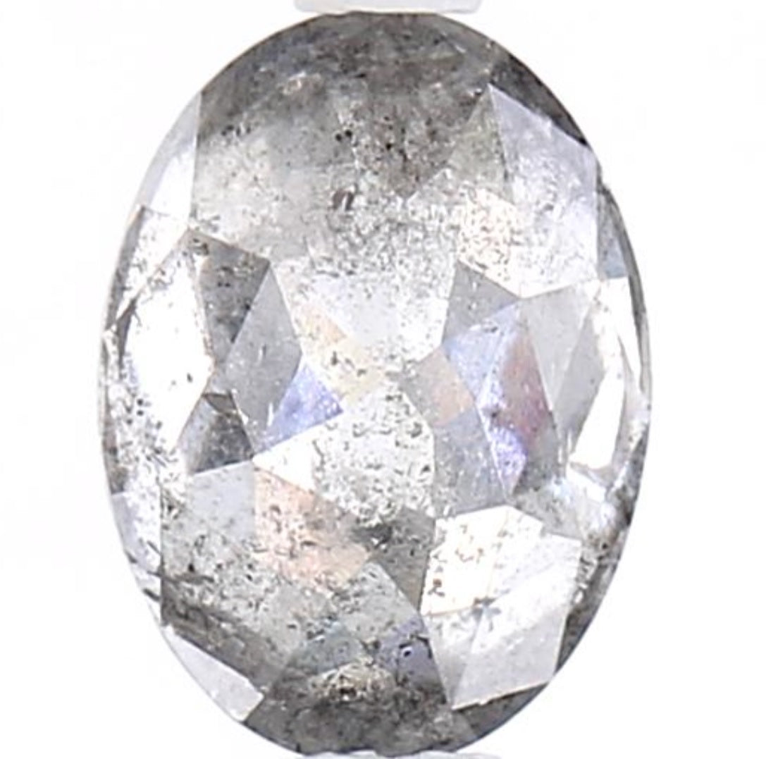 1.43 Carat Salt and Pepper Diamond, Natural Gray Color Oval Loose Diamond for Engagement Ring