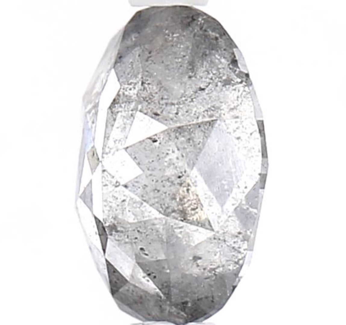 1.43 Carat Salt and Pepper Diamond, Natural Gray Color Oval Loose Diamond for Engagement Ring
