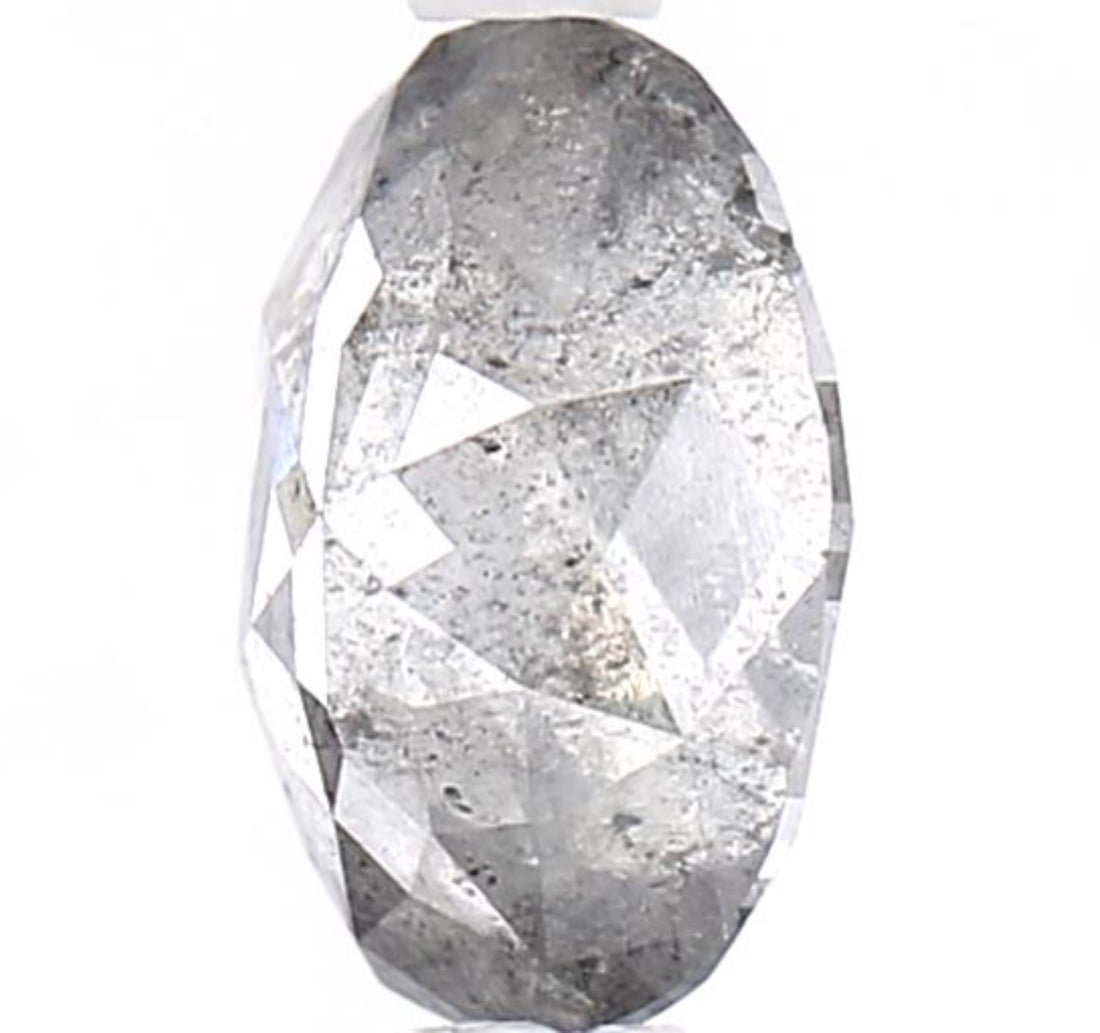 1.43 Carat Salt and Pepper Diamond, Natural Gray Color Oval Loose Diamond for Engagement Ring