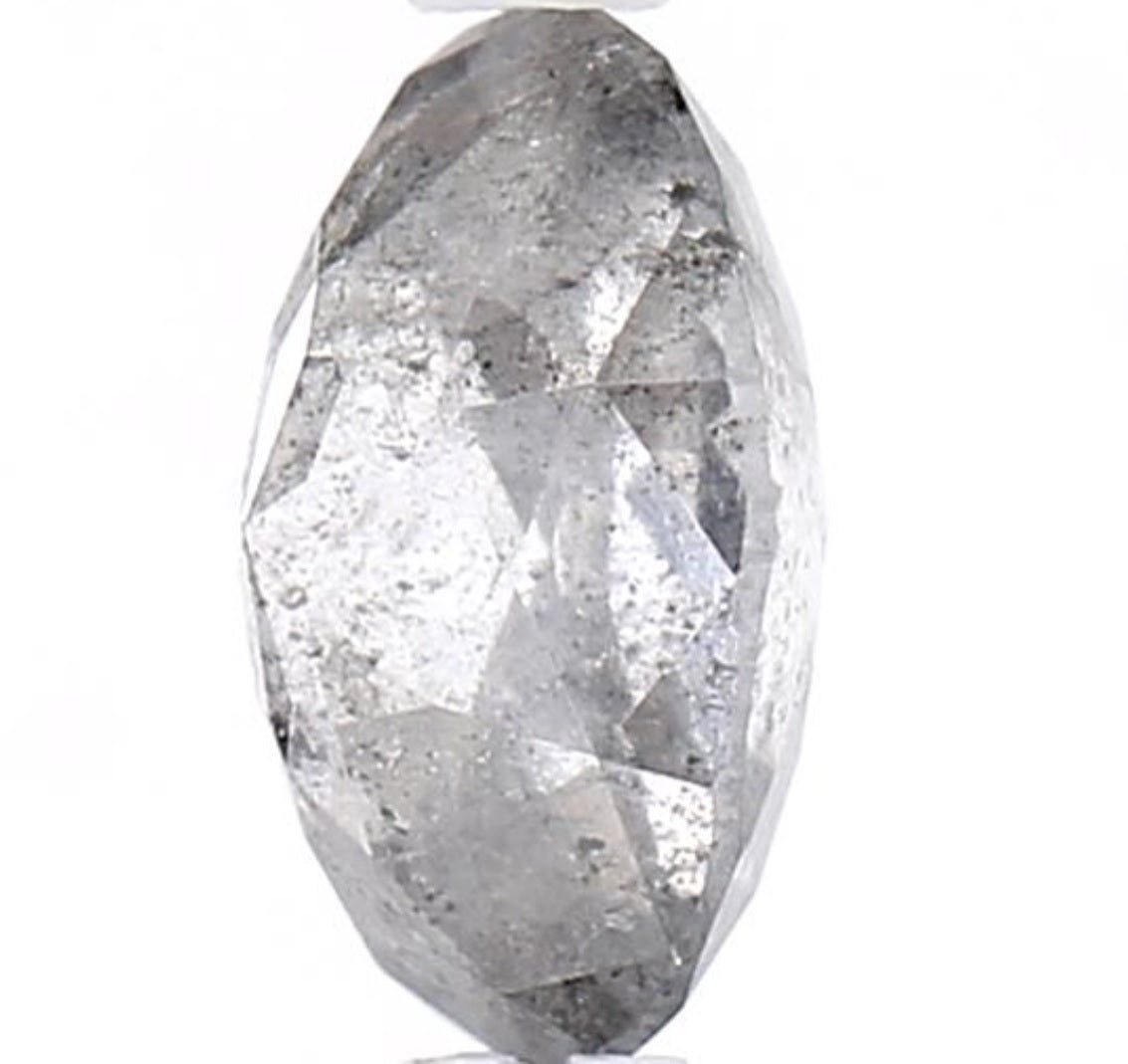 1.43 Carat Salt and Pepper Diamond, Natural Gray Color Oval Loose Diamond for Engagement Ring