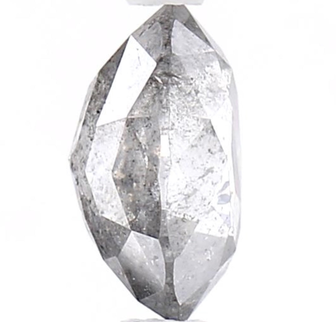 1.43 Carat Salt and Pepper Diamond, Natural Gray Color Oval Loose Diamond for Engagement Ring