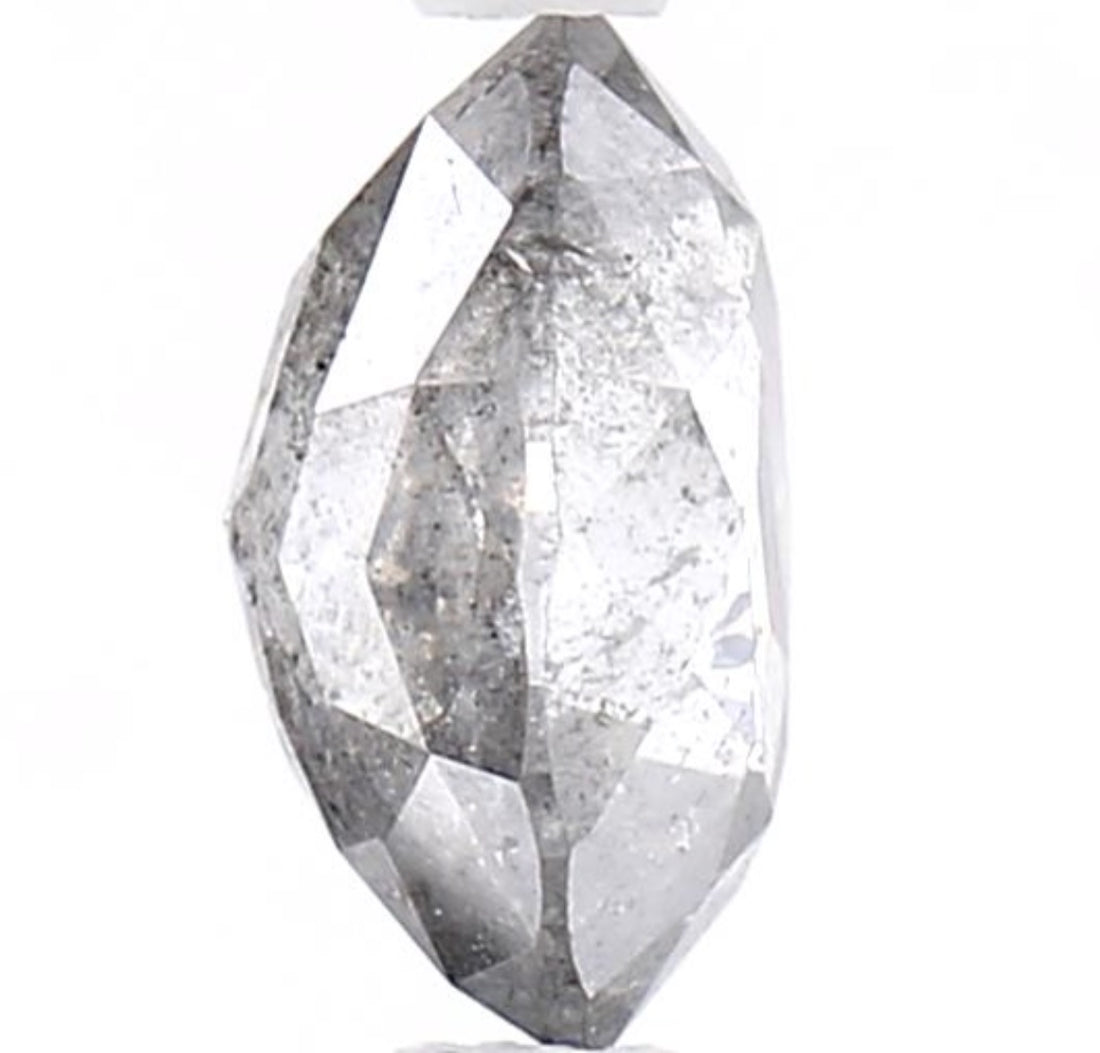 1.43 Carat Salt and Pepper Diamond, Natural Gray Color Oval Loose Diamond for Engagement Ring