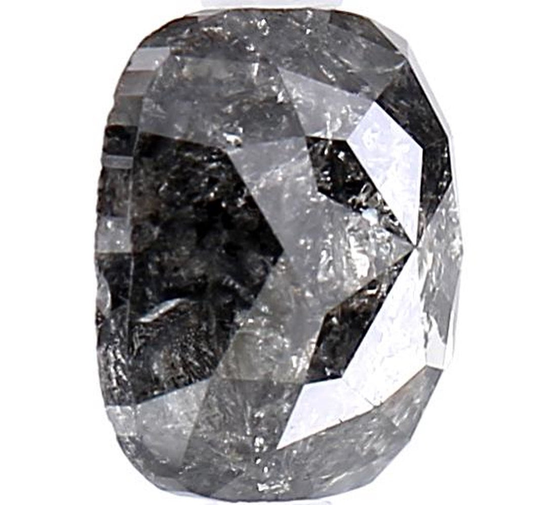 1.58 Carat Salt and Pepper Diamond, Natural Gray Color Cushion Loose Diamond for Engagement Ring