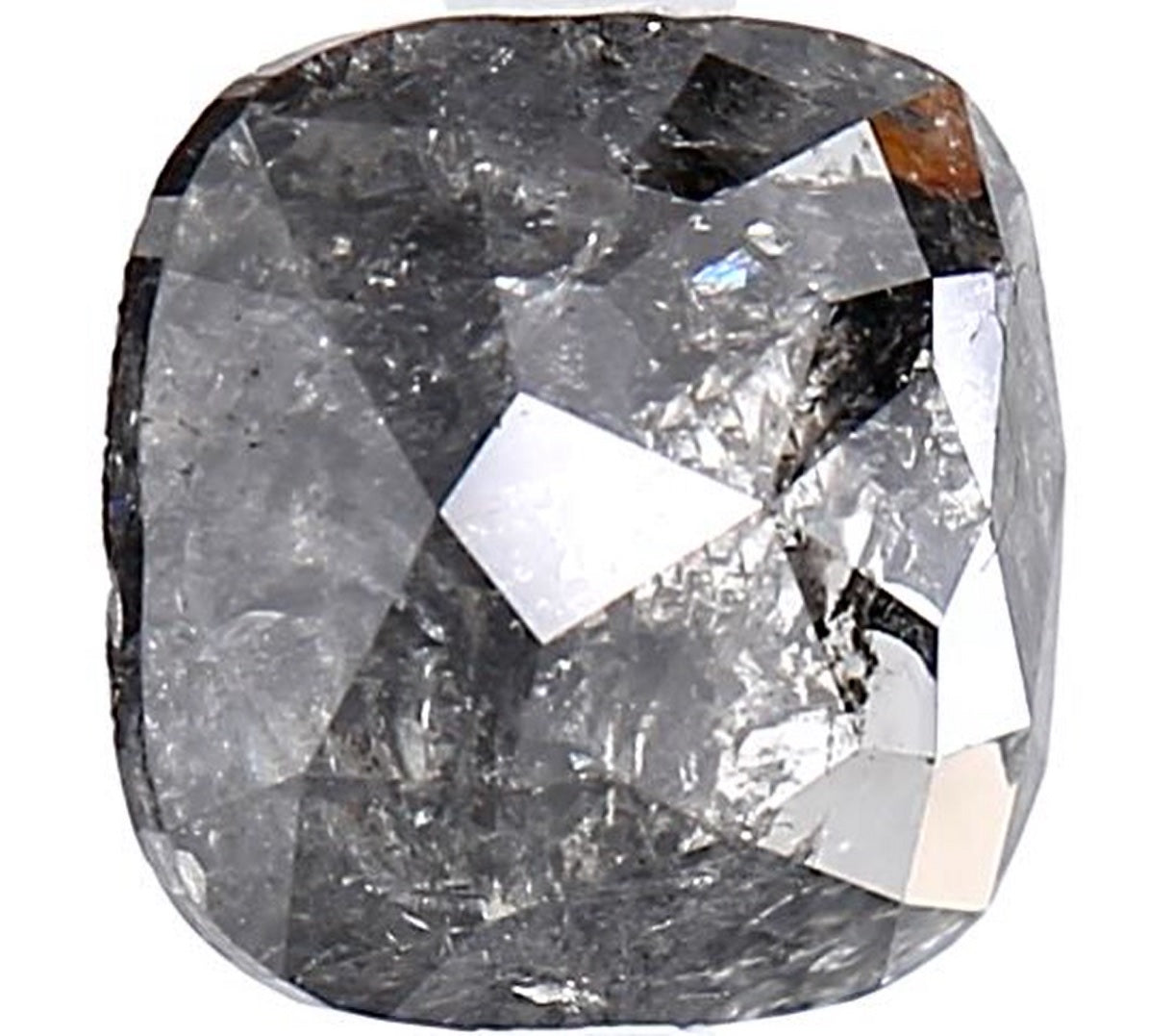 1.58 Carat Salt and Pepper Diamond, Natural Gray Color Cushion Loose Diamond for Engagement Ring