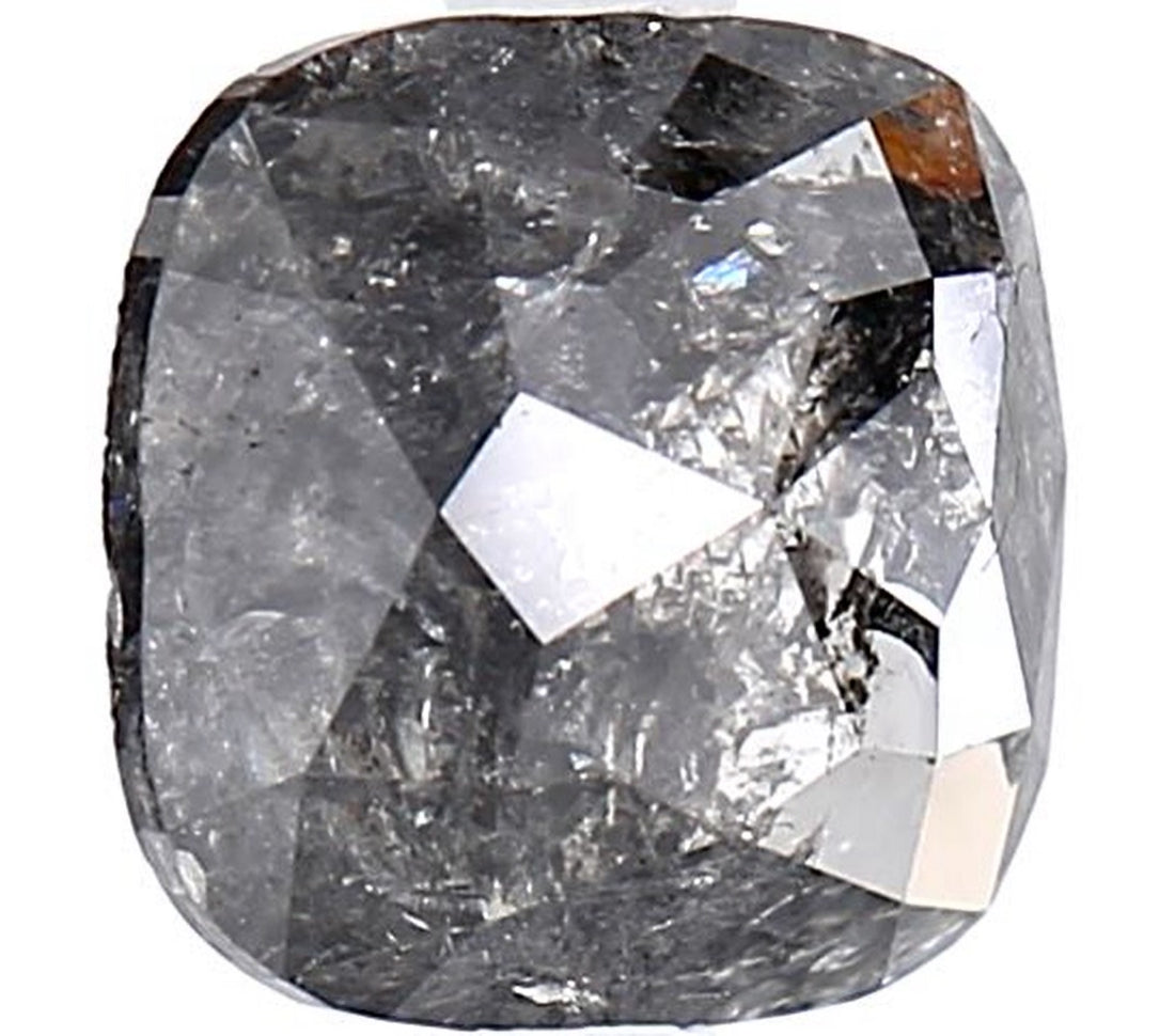 1.58 Carat Salt and Pepper Diamond, Natural Gray Color Cushion Loose Diamond for Engagement Ring