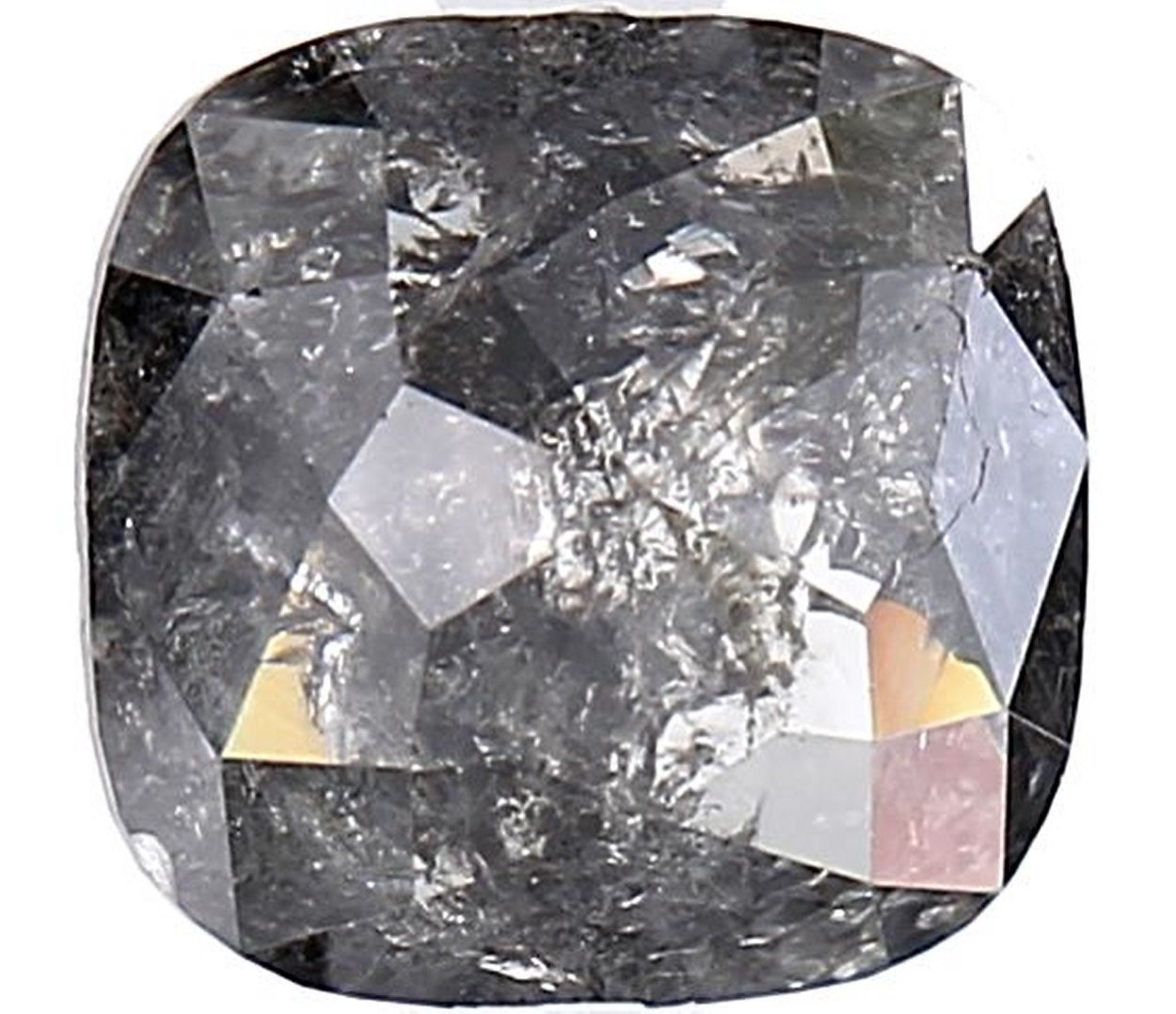 1.58 Carat Salt and Pepper Diamond, Natural Gray Color Cushion Loose Diamond for Engagement Ring