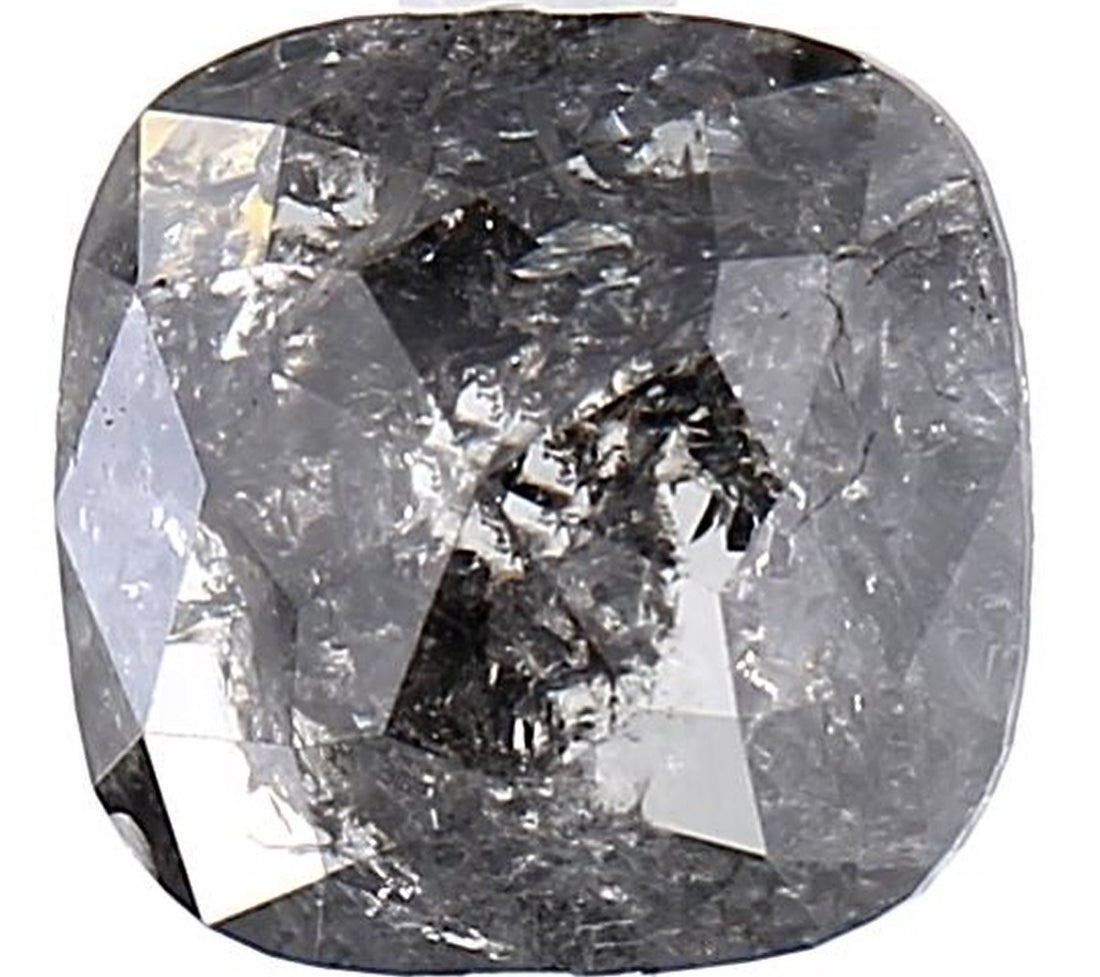 1.58 Carat Salt and Pepper Diamond, Natural Gray Color Cushion Loose Diamond for Engagement Ring