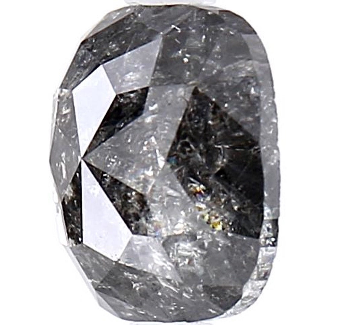 1.58 Carat Salt and Pepper Diamond, Natural Gray Color Cushion Loose Diamond for Engagement Ring
