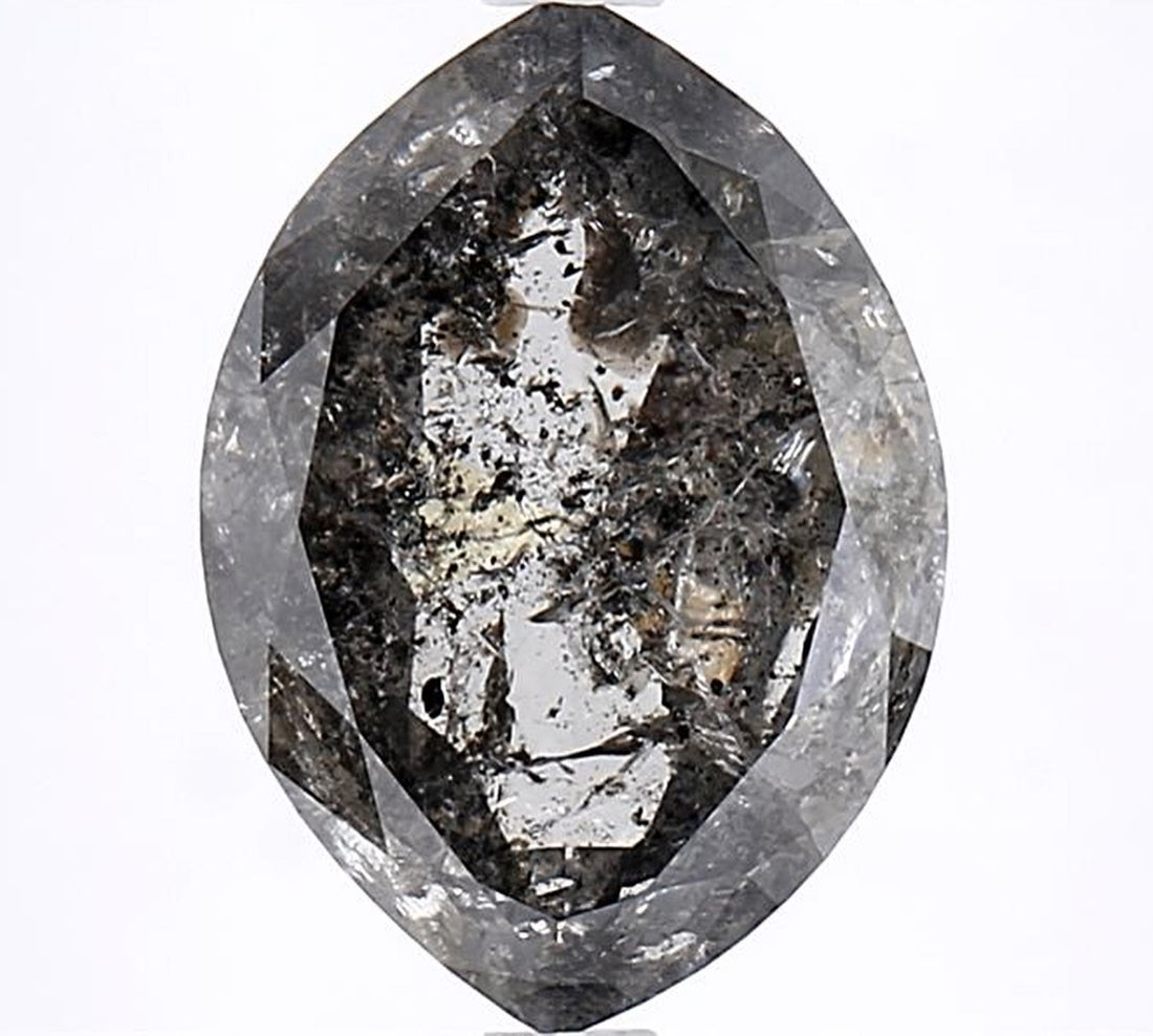 2.30 Carat Salt and Pepper Diamond, Natural Gray Color Marquise Loose Diamond for Engagement Ring