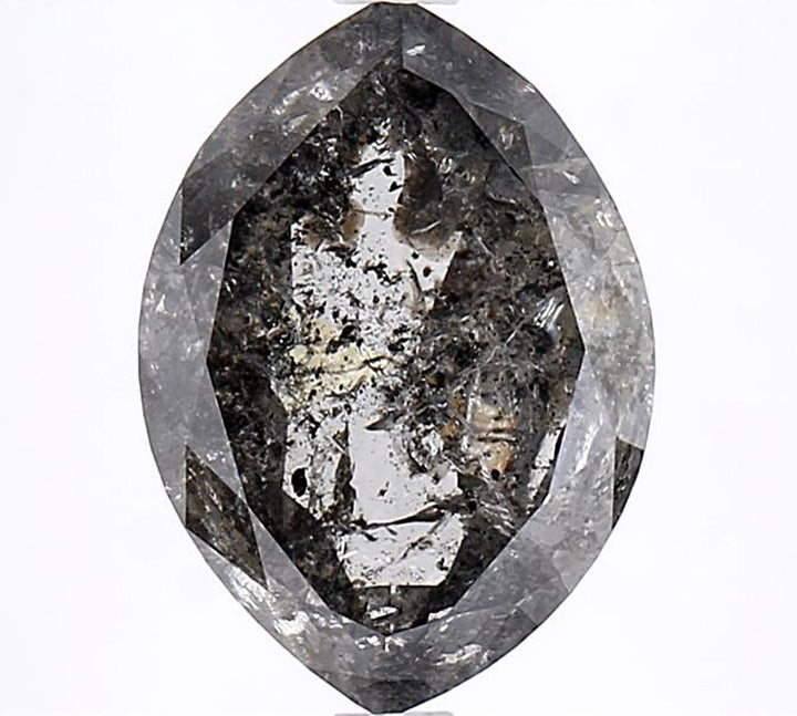 2.30 Carat Salt and Pepper Diamond, Natural Gray Color Marquise Loose Diamond for Engagement Ring