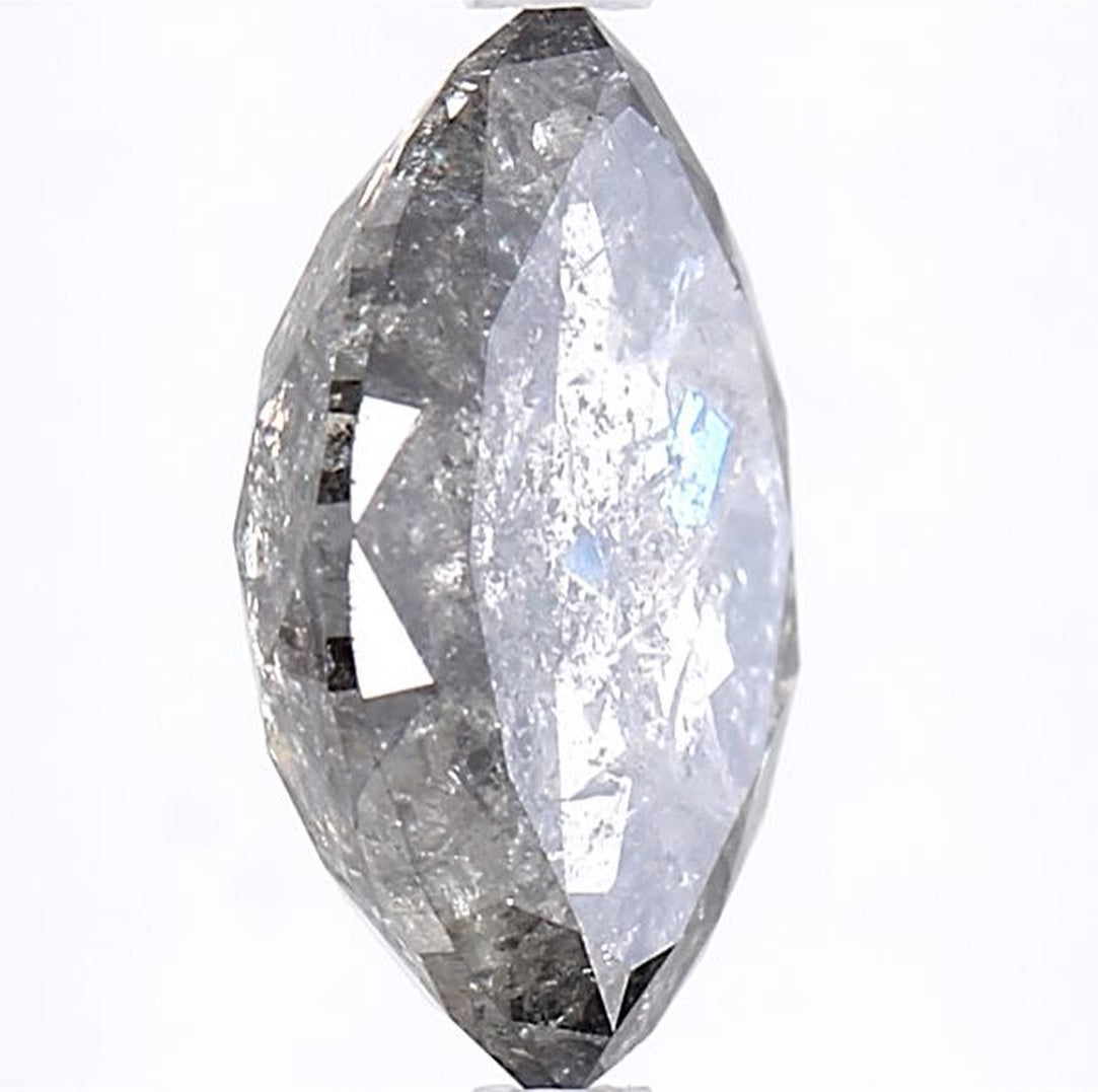2.30 Carat Salt and Pepper Diamond, Natural Gray Color Marquise Loose Diamond for Engagement Ring