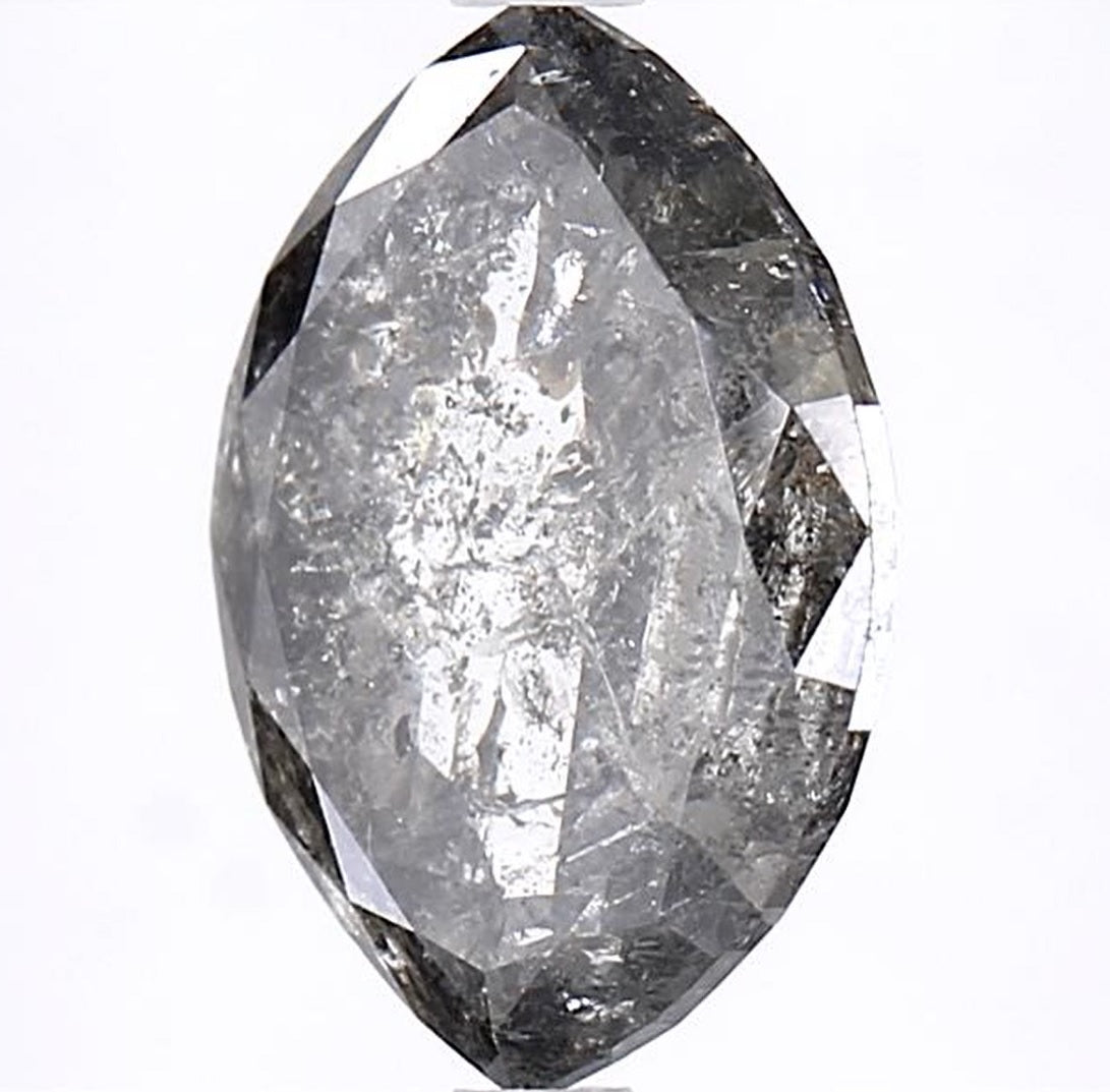 2.30 Carat Salt and Pepper Diamond, Natural Gray Color Marquise Loose Diamond for Engagement Ring