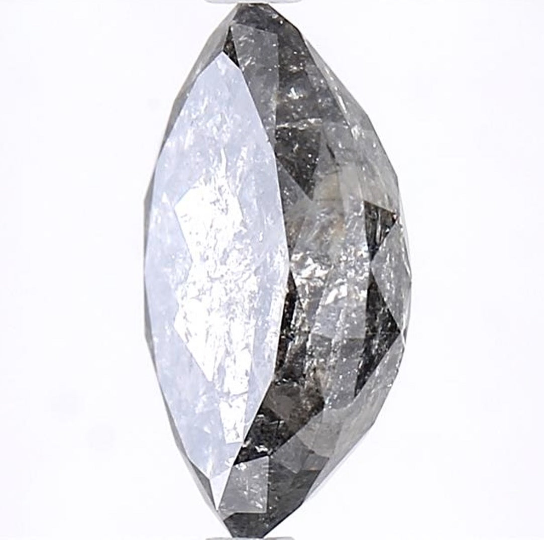 2.30 Carat Salt and Pepper Diamond, Natural Gray Color Marquise Loose Diamond for Engagement Ring