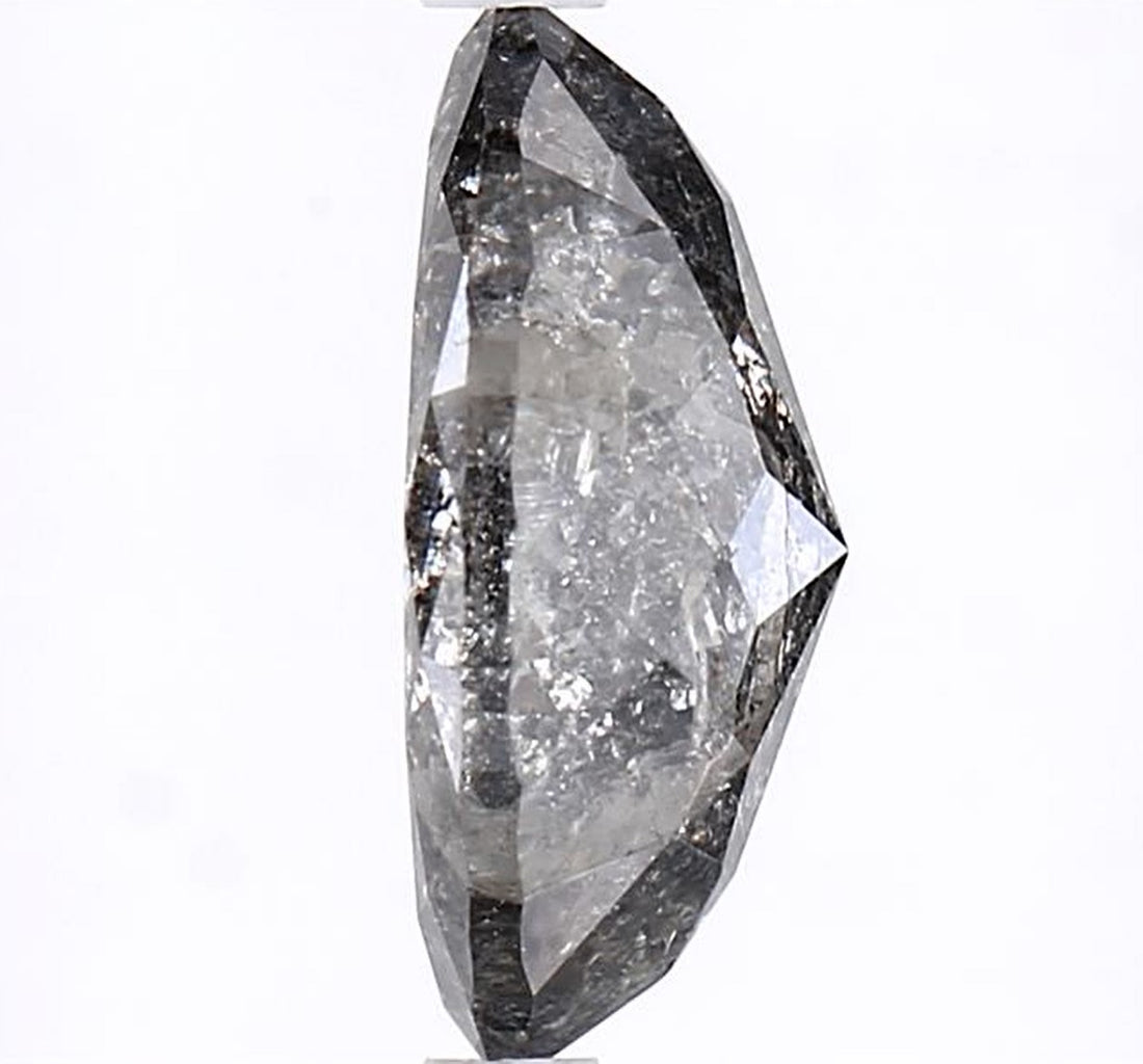 2.30 Carat Salt and Pepper Diamond, Natural Gray Color Marquise Loose Diamond for Engagement Ring