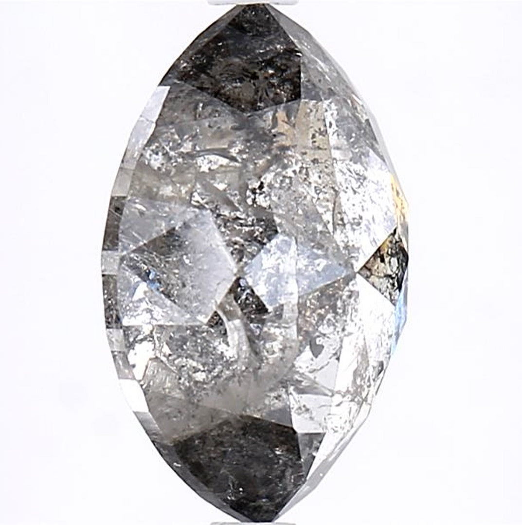 2.30 Carat Salt and Pepper Diamond, Natural Gray Color Marquise Loose Diamond for Engagement Ring