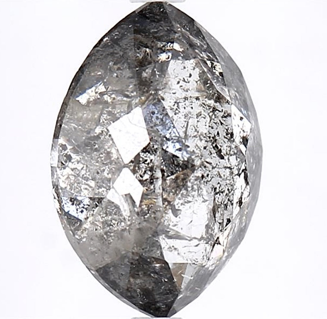 2.30 Carat Salt and Pepper Diamond, Natural Gray Color Marquise Loose Diamond for Engagement Ring