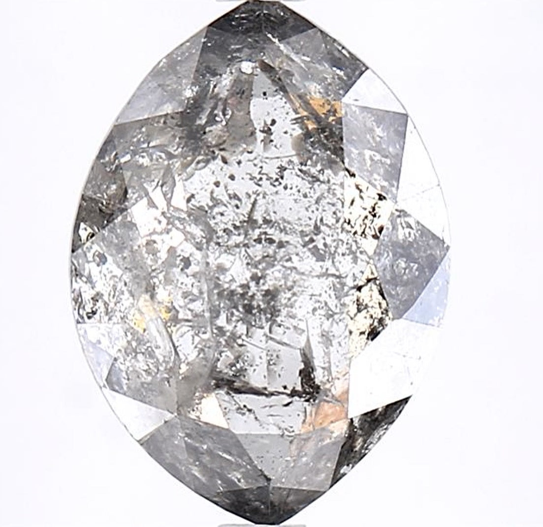 2.30 Carat Salt and Pepper Diamond, Natural Gray Color Marquise Loose Diamond for Engagement Ring