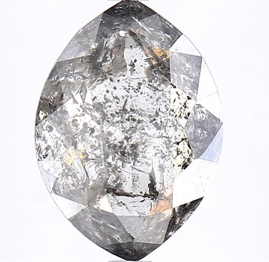 2.30 Carat Salt and Pepper Diamond, Natural Gray Color Marquise Loose Diamond for Engagement Ring
