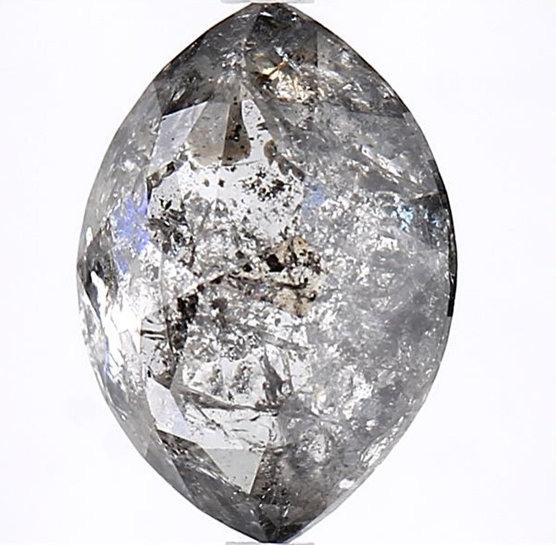 2.30 Carat Salt and Pepper Diamond, Natural Gray Color Marquise Loose Diamond for Engagement Ring