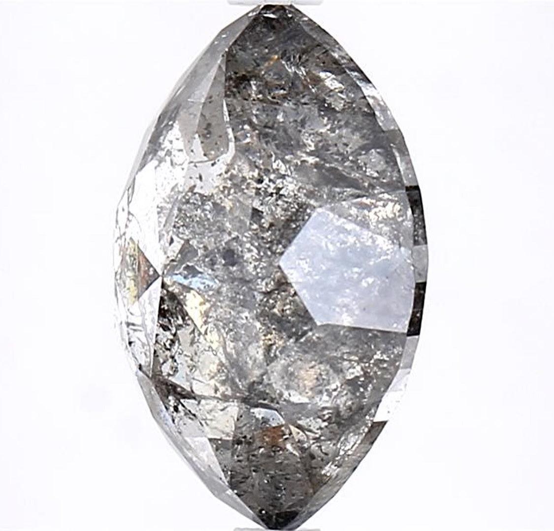 2.30 Carat Salt and Pepper Diamond, Natural Gray Color Marquise Loose Diamond for Engagement Ring