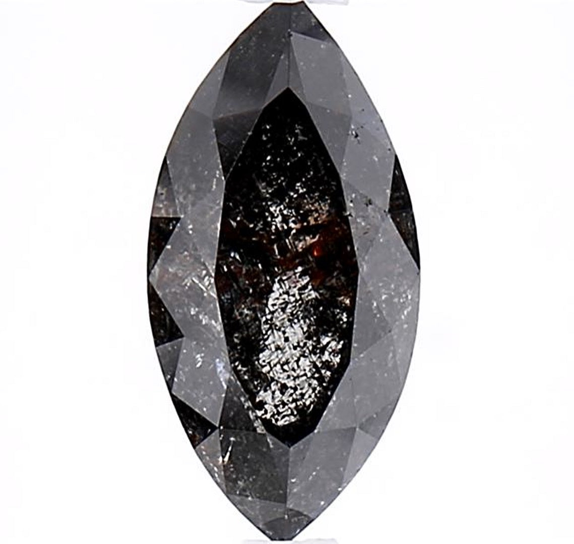 1.42 Carat Salt and Pepper Diamond, Natural Gray Color Marquise Loose Diamond for Engagement Ring