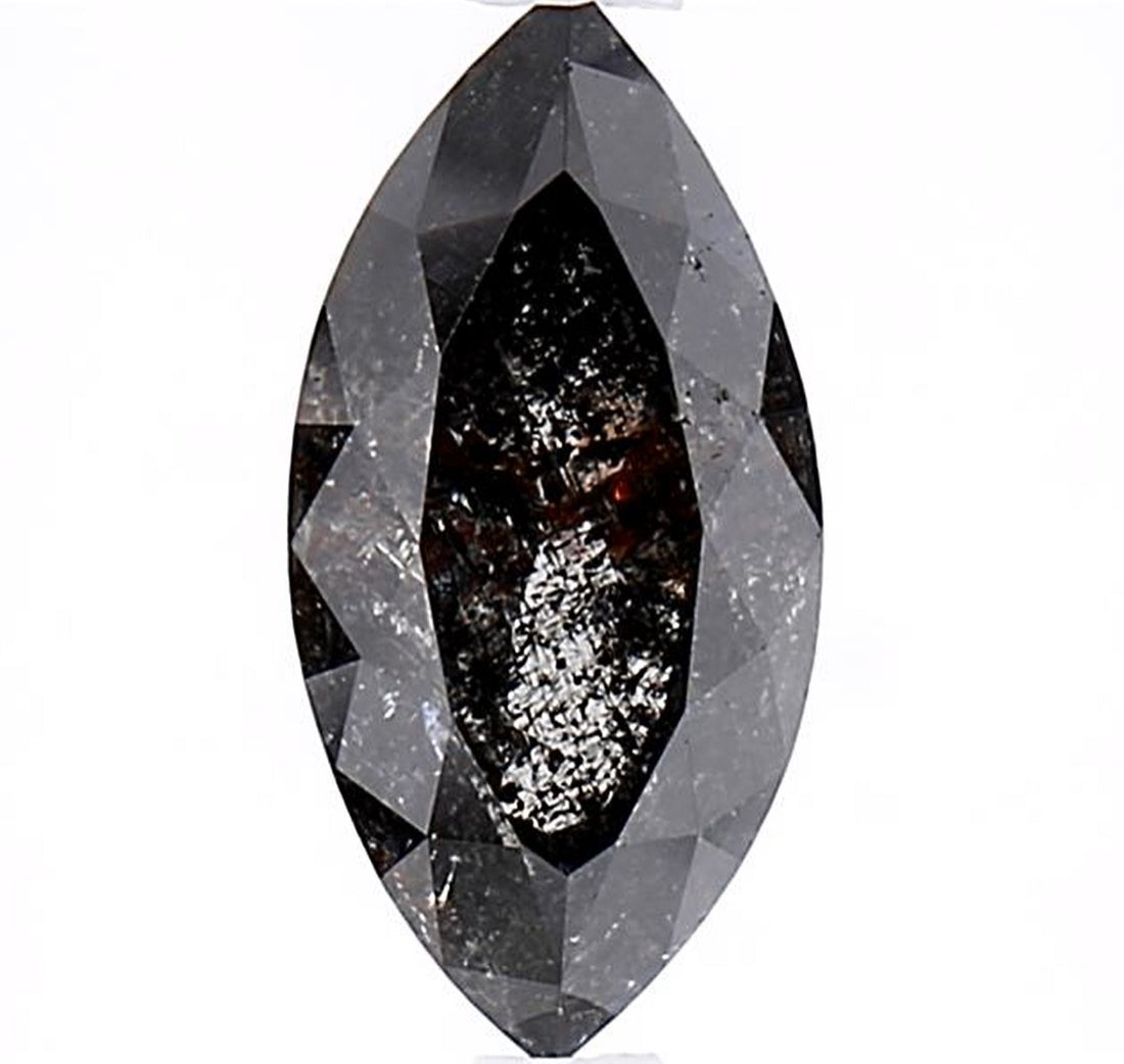 1.42 Carat Salt and Pepper Diamond, Natural Gray Color Marquise Loose Diamond for Engagement Ring