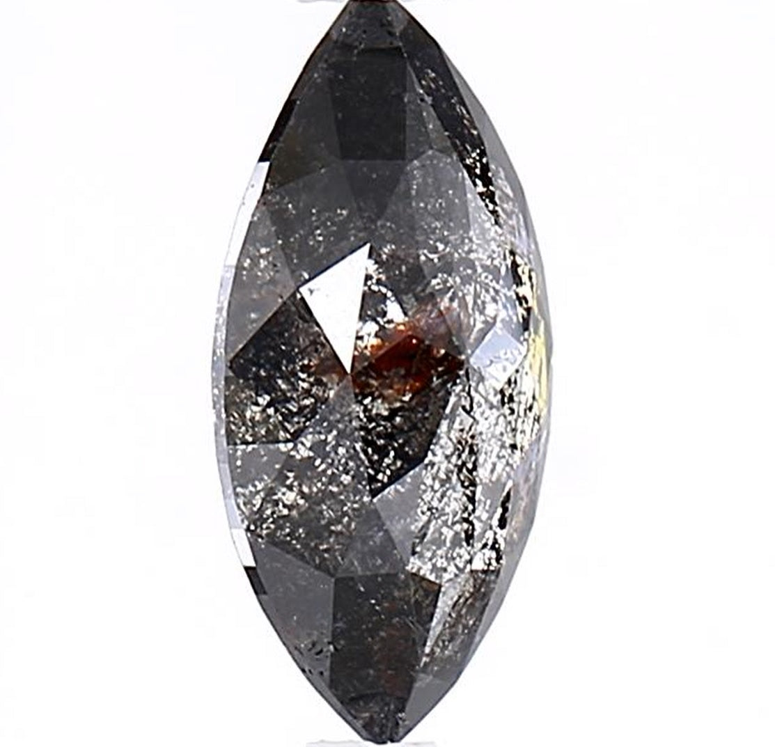 1.42 Carat Salt and Pepper Diamond, Natural Gray Color Marquise Loose Diamond for Engagement Ring