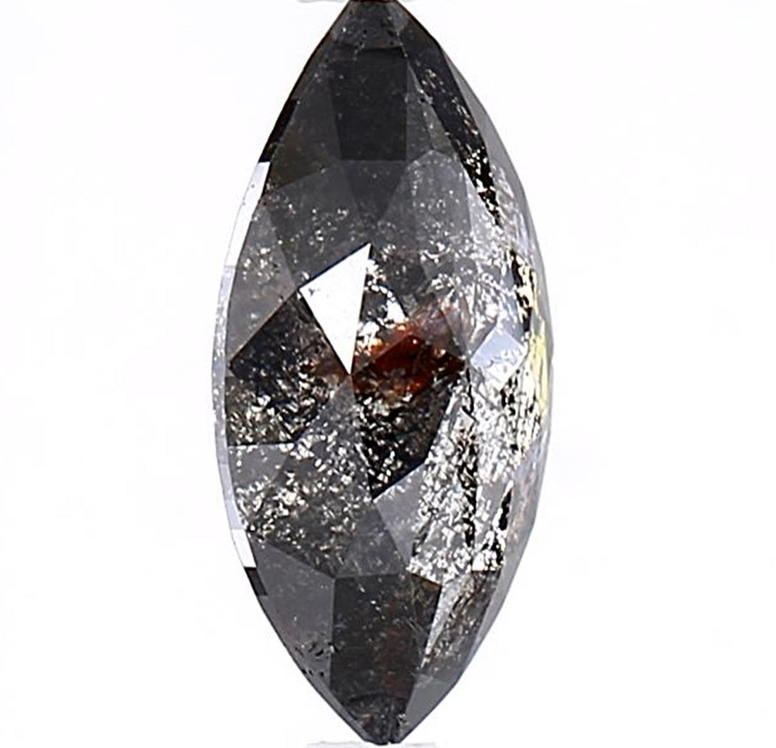 1.42 Carat Salt and Pepper Diamond, Natural Gray Color Marquise Loose Diamond for Engagement Ring