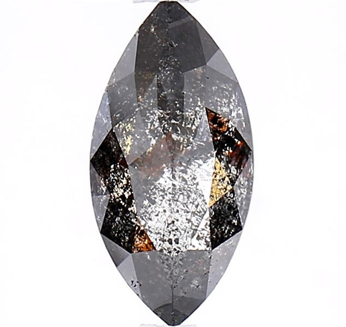 1.42 Carat Salt and Pepper Diamond, Natural Gray Color Marquise Loose Diamond for Engagement Ring