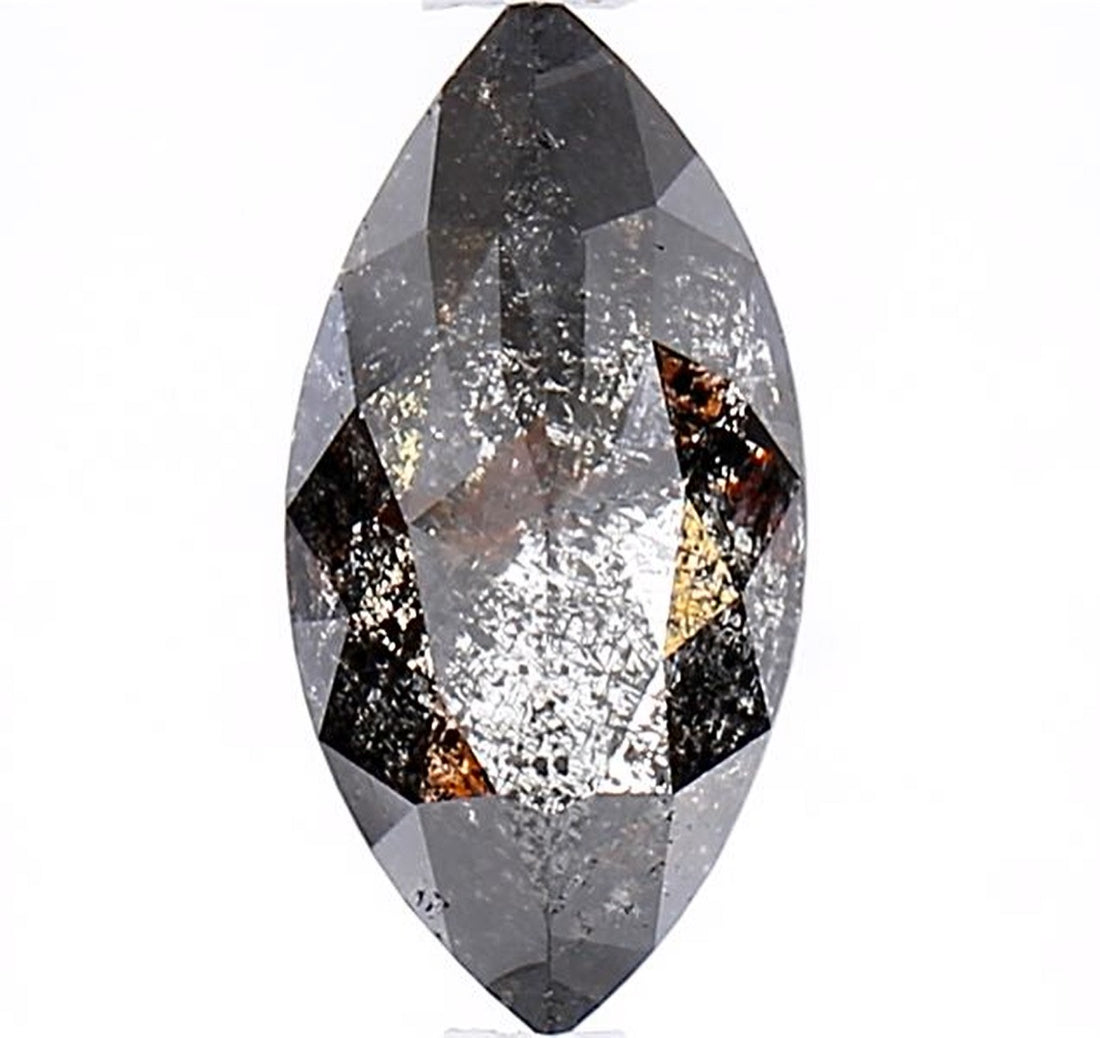 1.42 Carat Salt and Pepper Diamond, Natural Gray Color Marquise Loose Diamond for Engagement Ring