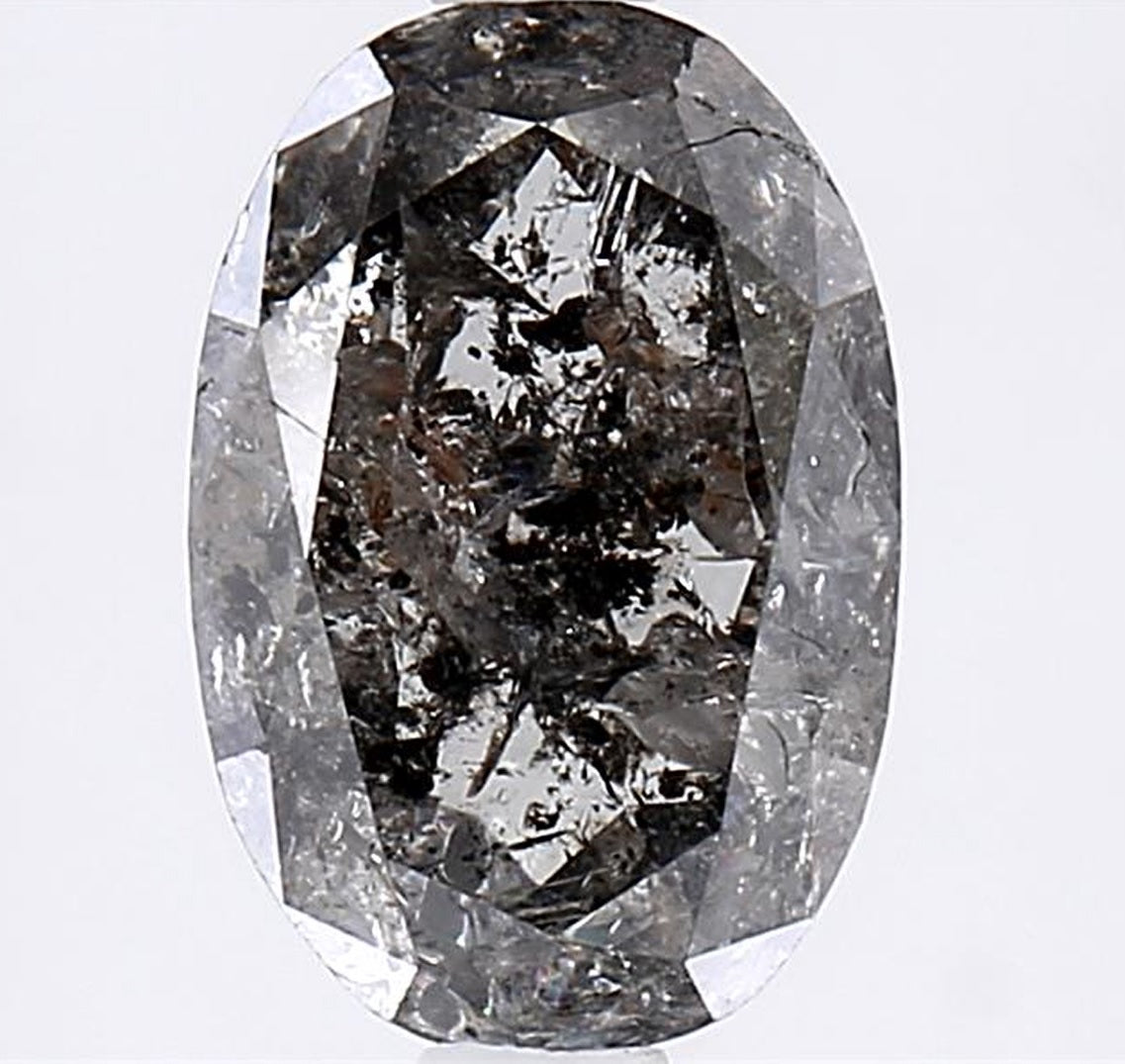 2.27 Carat Salt and Pepper Diamond, Natural Gray Color Oval Loose Diamond for Engagement Ring