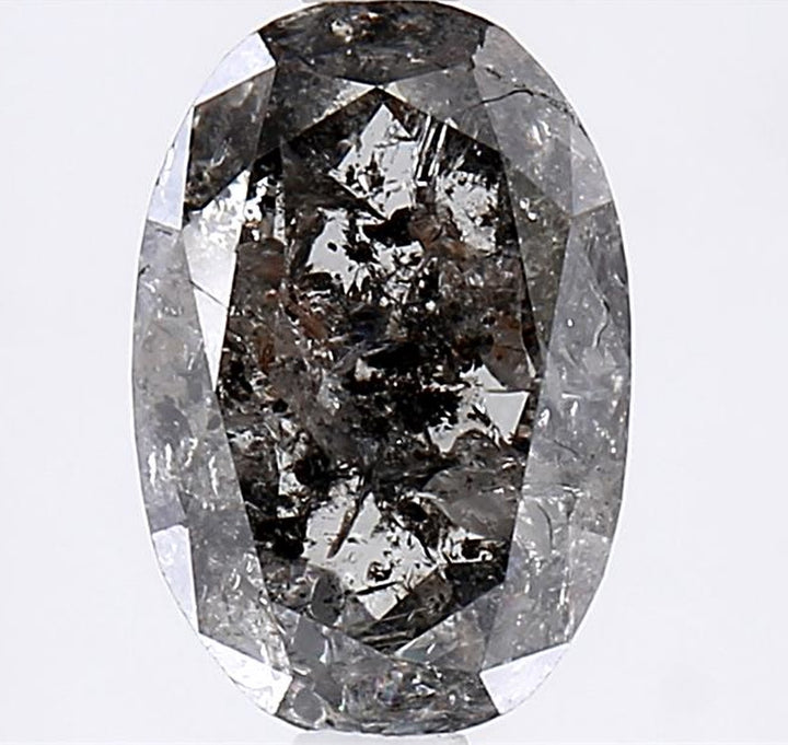 2.27 Carat Salt and Pepper Diamond, Natural Gray Color Oval Loose Diamond for Engagement Ring